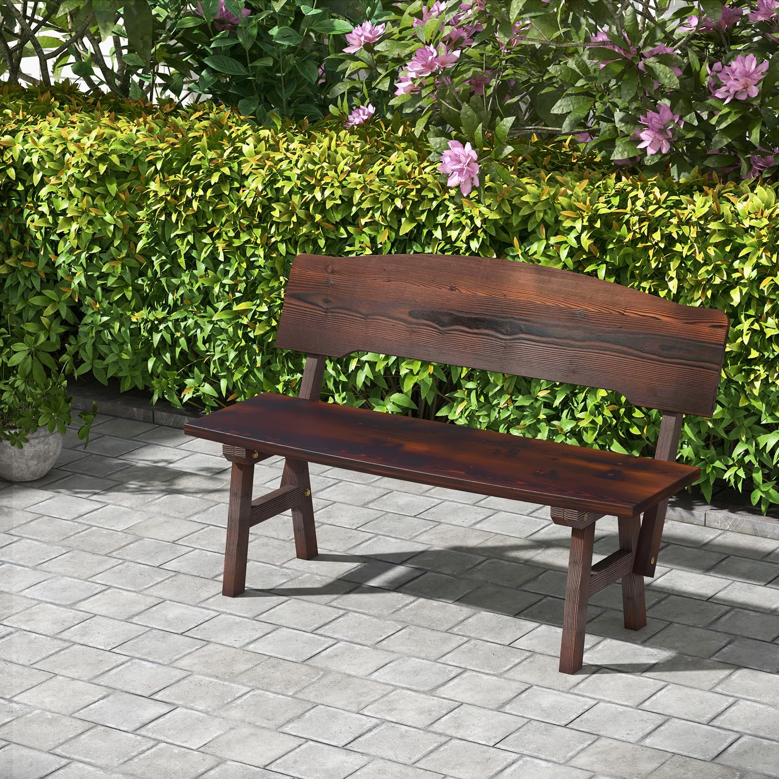 komfotteu-gartenbank-holz-wetterfest-parkbank-fichte-belastbar-bis-325-kg image 2