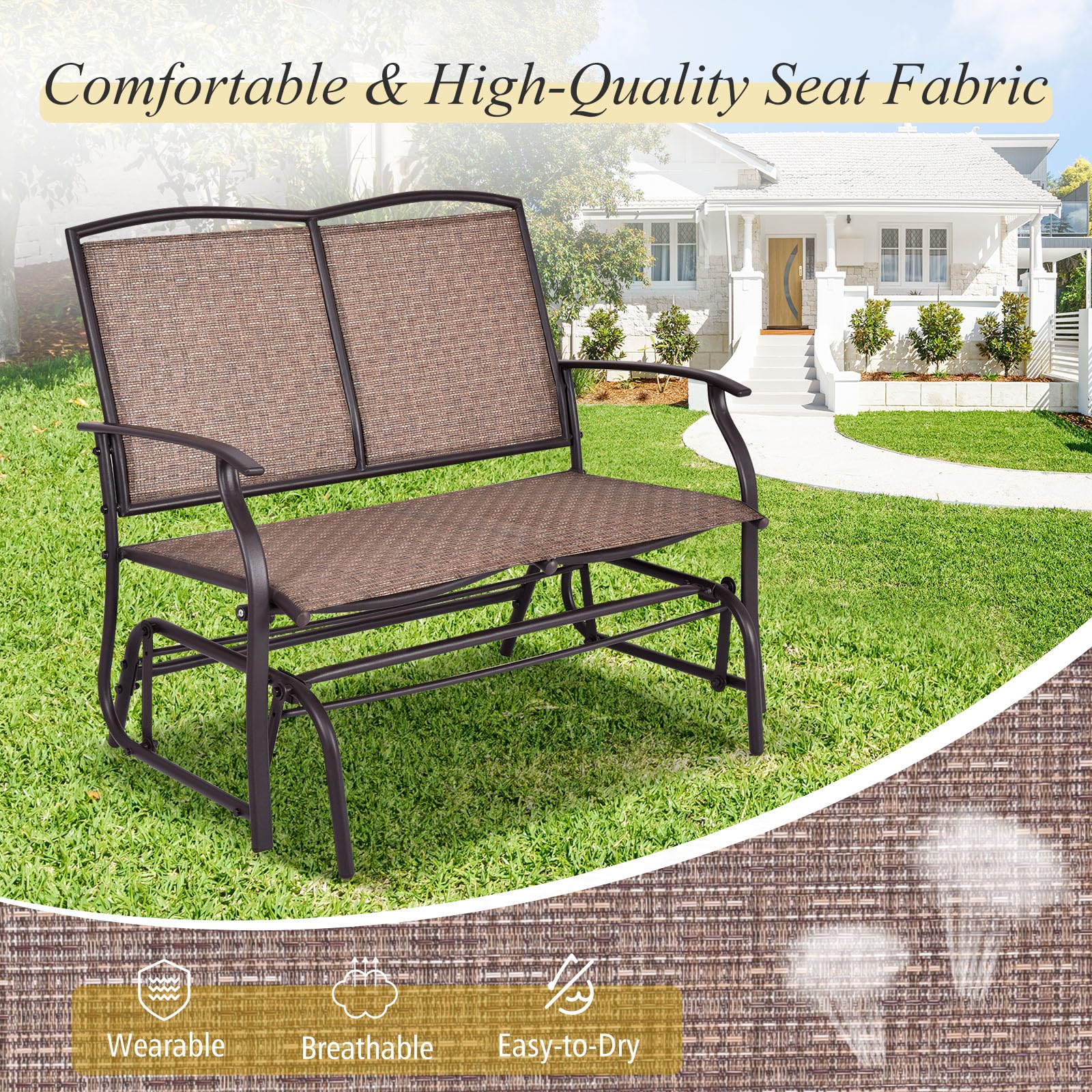 komfotteu-2-sitzer-schaukelbank-gartenbank-textilene-braun-105x71-5x93-cm-bis-18 image 7