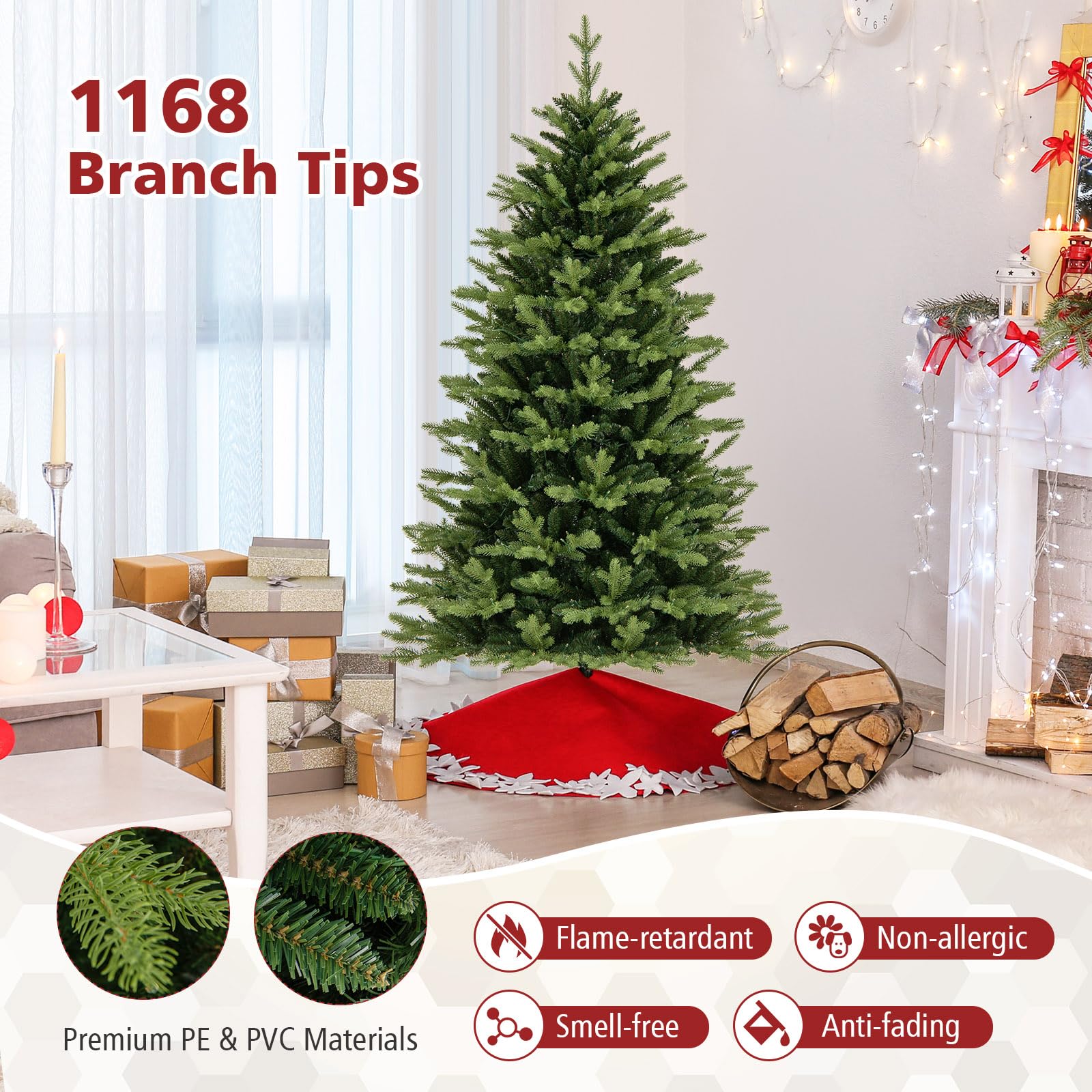 komfotteu-k-nstlicher-weihnachtsbaum-mit-lichtern-und-eisenbasis-aus-pvc image 5