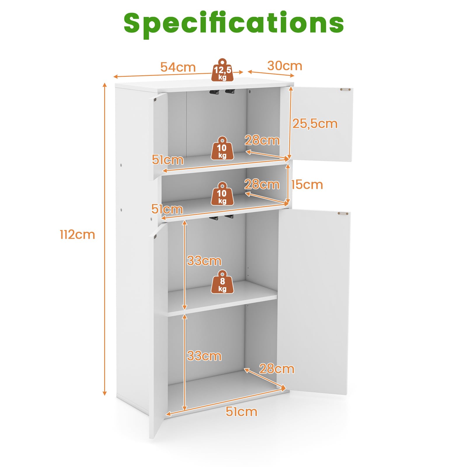 komfotteu-mehrzweckschrank-wei-54x30x112-cm-mit-verstellbarem-regal image 3