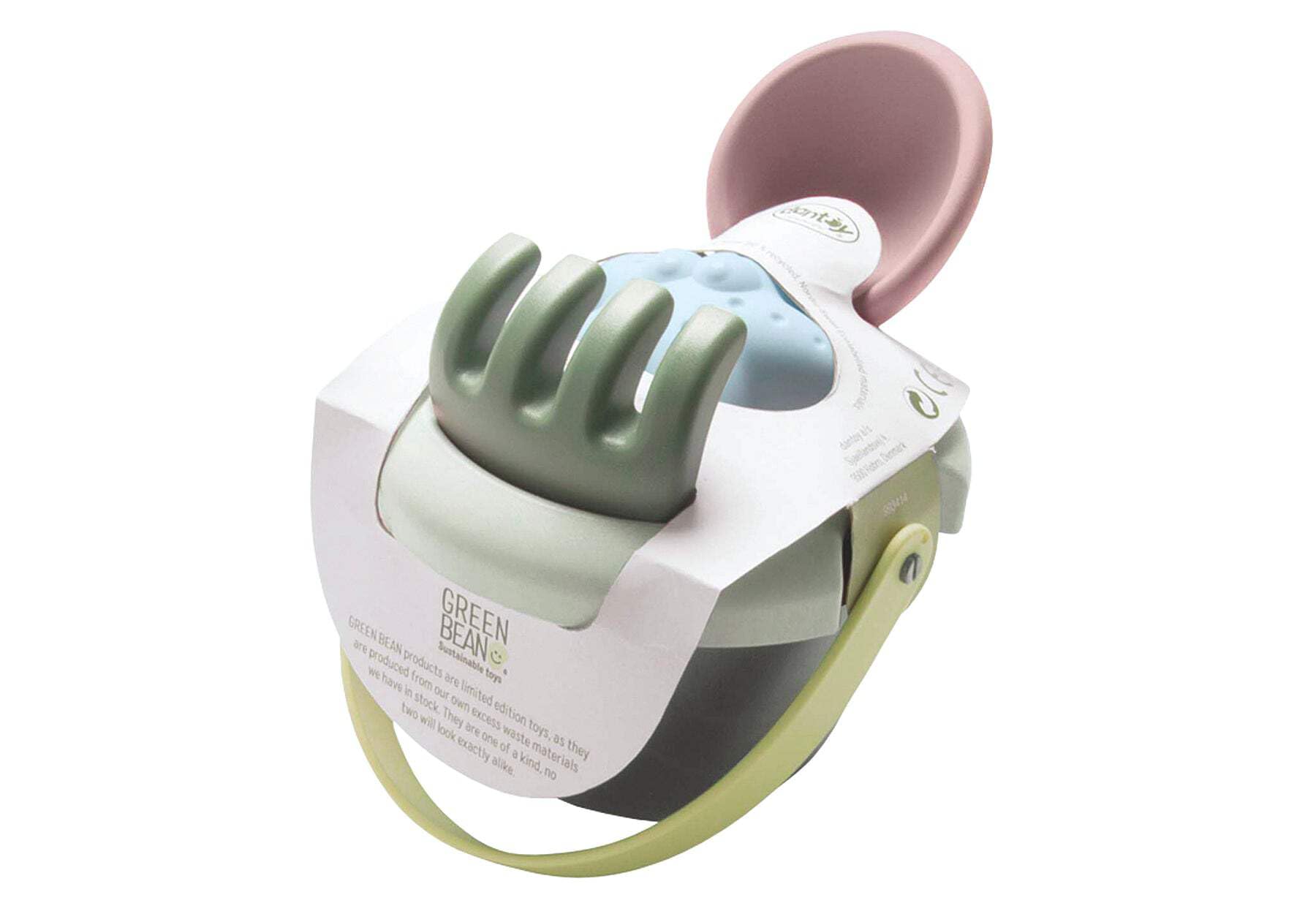 dantoy-green-bean-sandspielzeug-set-5-teilig-eimer-schaufel-rechen image 2