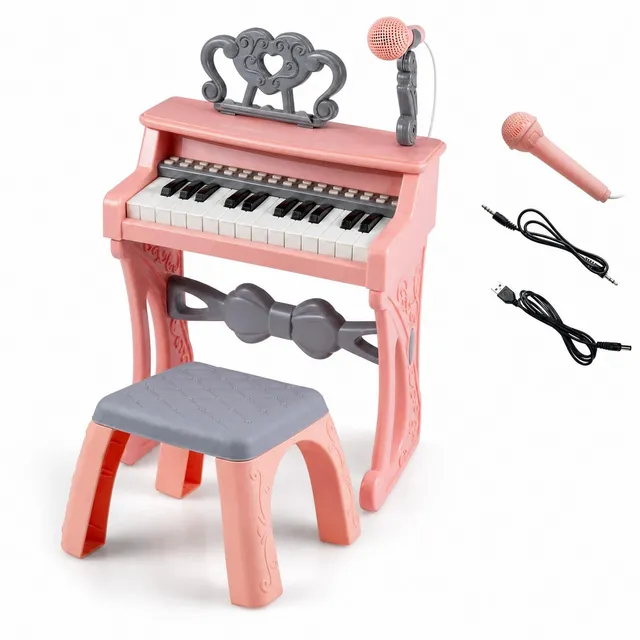 komfotteu-klaviertastatur-f-r-kinder-25-tasten-mit-hocker image 1