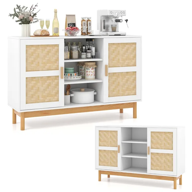 komfotteu-buffet-sideboard-wei-120x35x78-cm-mit-bambus-t-ren image 1