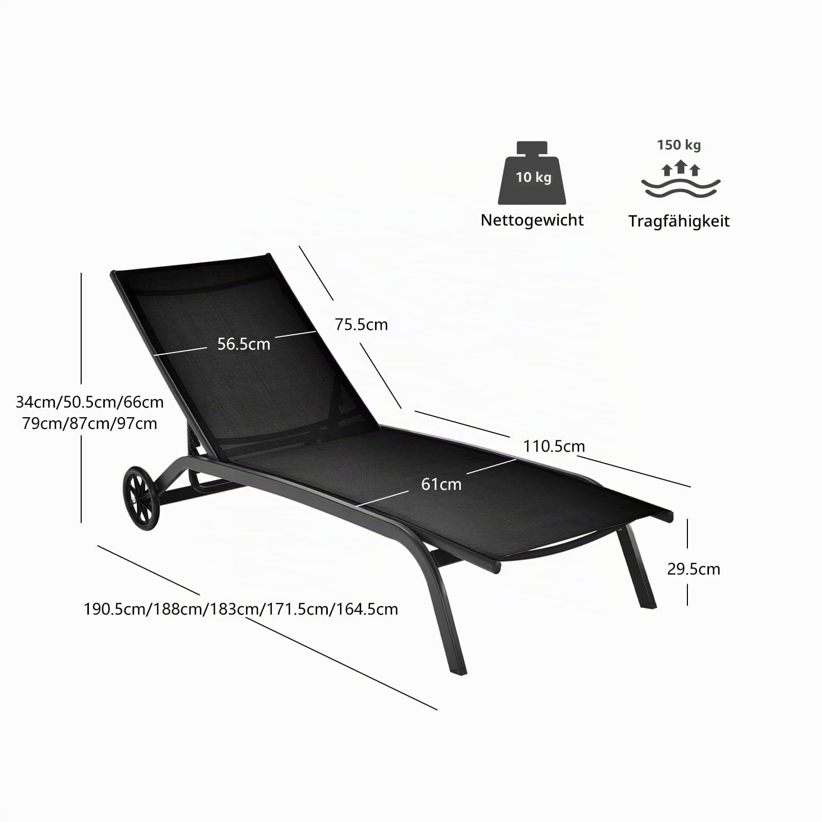 komfotteu-sonnenliege-mit-verstellbarer-r-ckenlehne-und-r-dern-bis-150-kg image 3