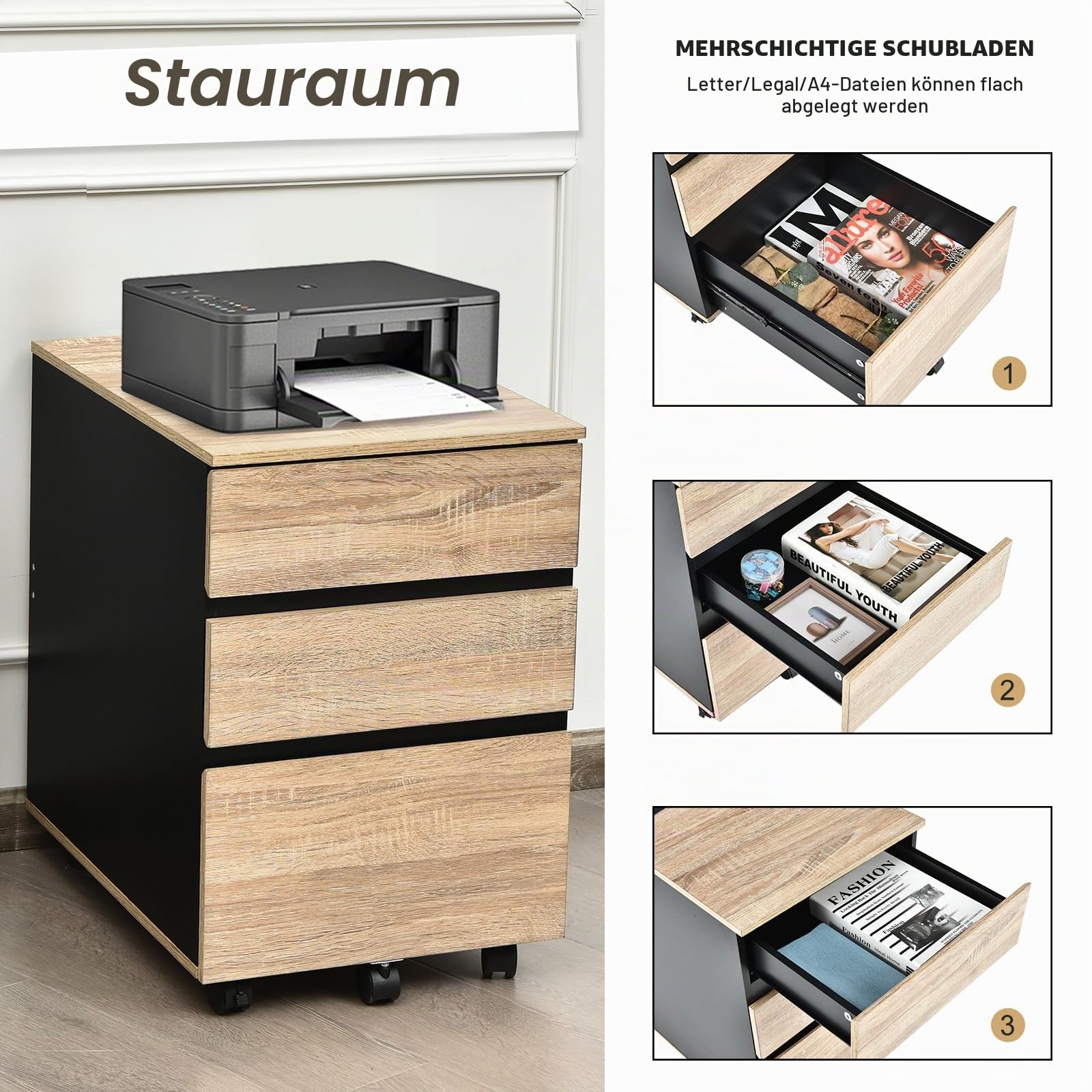 komfotteu-rollcontainer-mit-5-rollen-und-3-schubladen image 4