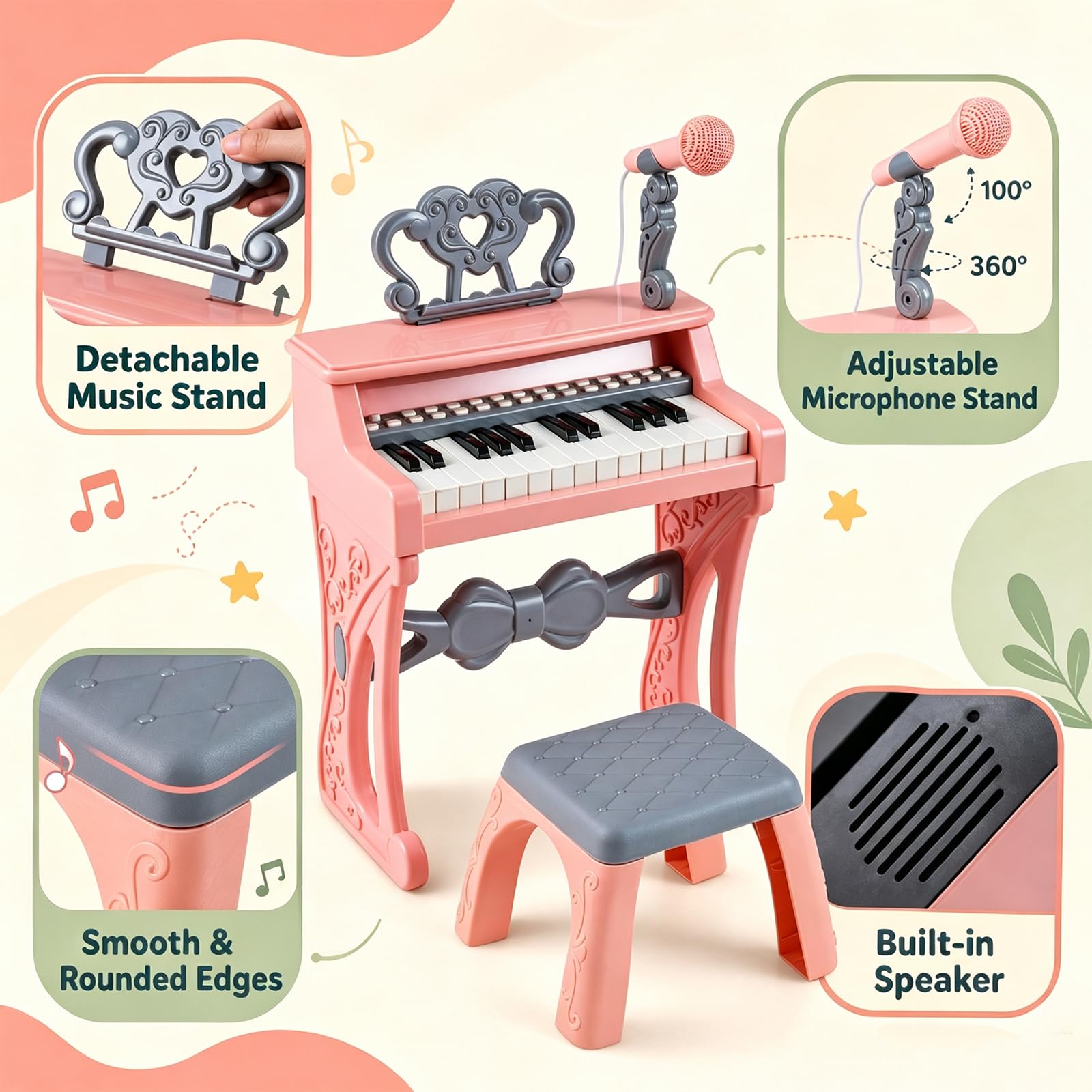 komfotteu-klaviertastatur-f-r-kinder-25-tasten-mit-hocker image 3