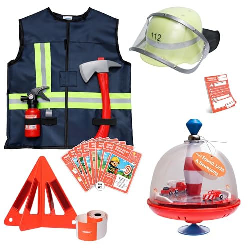 alldoro-feuerwehr-spielset-2-in-1-brummkreisel-rollenspielset-9-tlg image 2