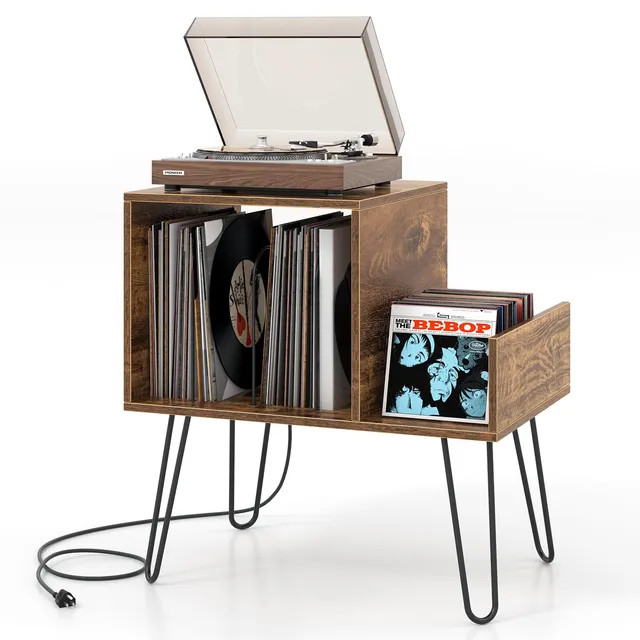 komfotteu-plattenspielerst-nder-braun-mit-ladestation-f-r-bis-zu-145-alben image 1