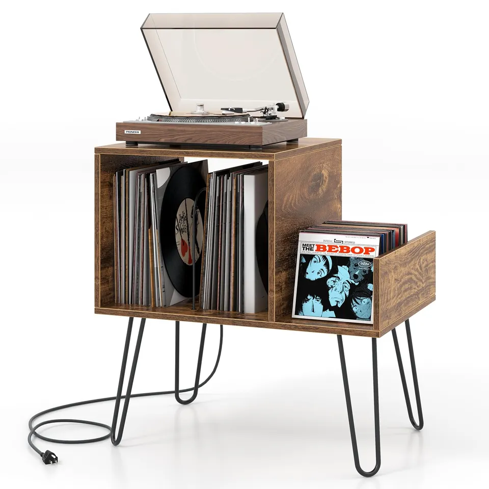 komfotteu-plattenspielerst-nder-braun-mit-ladestation-f-r-bis-zu-145-alben image 1