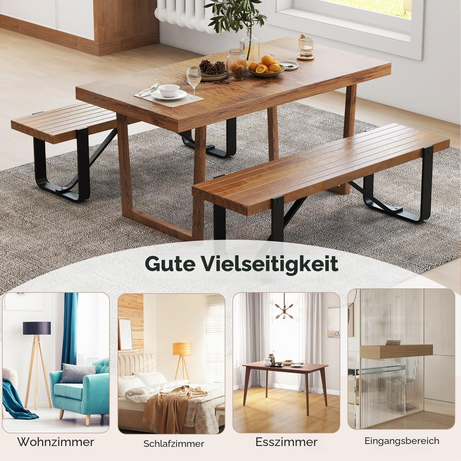 komfotteu-esszimmerbank-152-5x43-cm-sitzbank-holz-mit-u-metallbeinen-bis-300-kg image 6