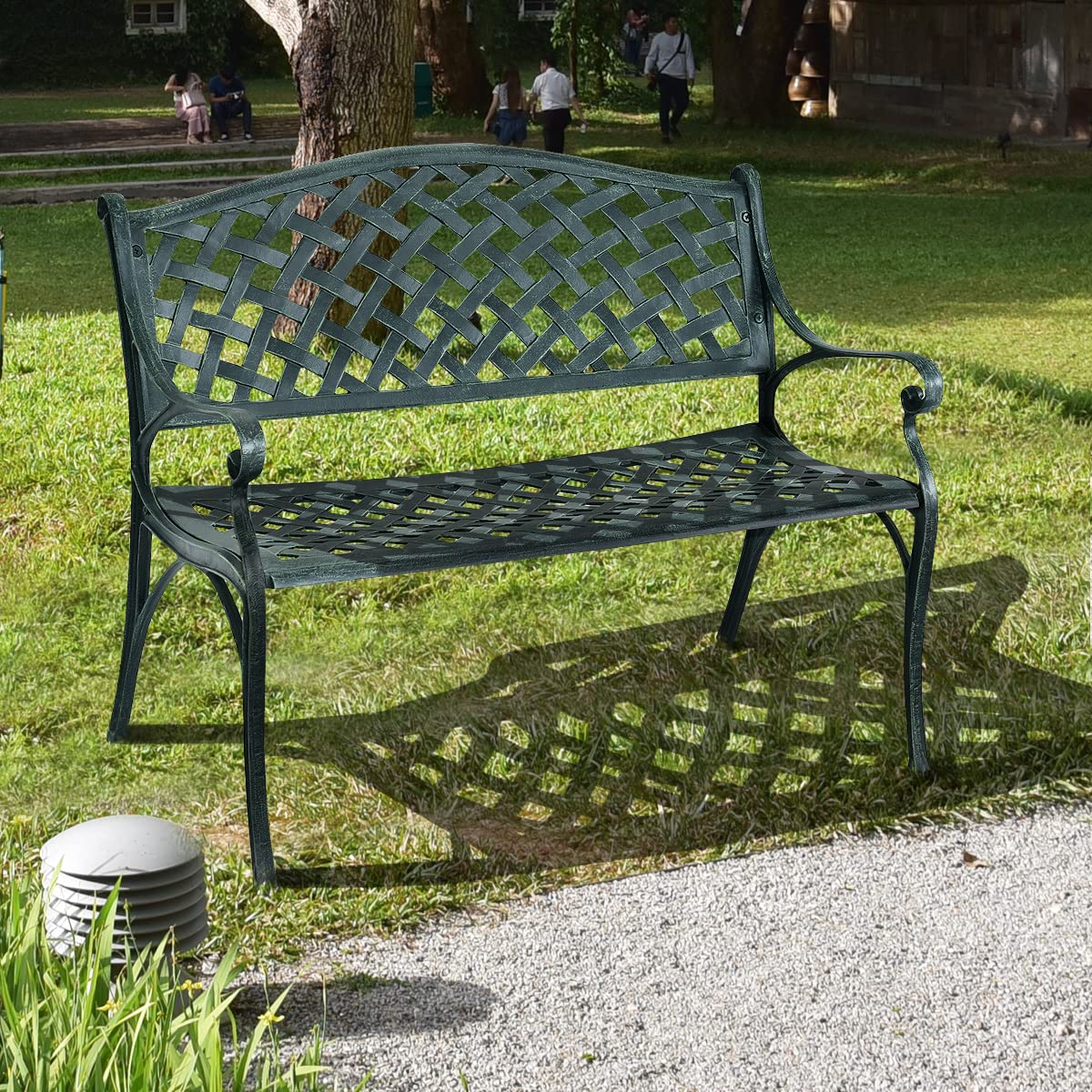 komfotteu-gartenbank-2-sitzer-aluminium-antikes-gr-n-103x60x83-cm image 2