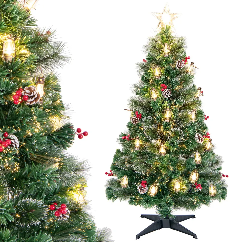 komfotteu-k-nstlicher-weihnachtsbaum-mit-led-lichtern-150-cm-tannenbaum-mit-beer image 1