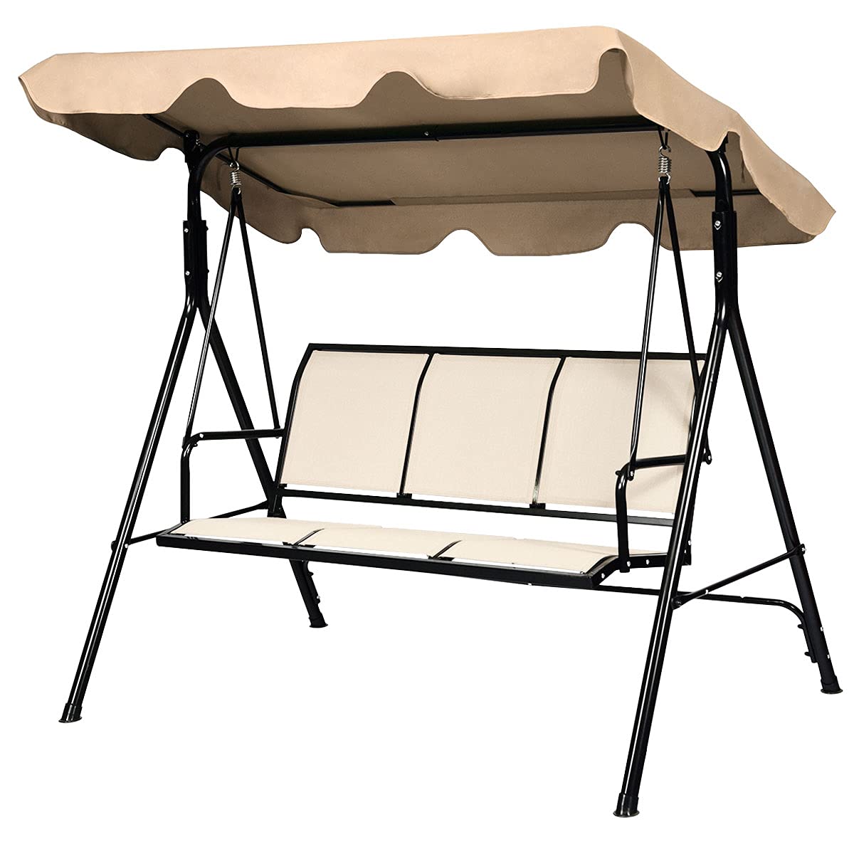 komfotteu-hollywoodschaukel-3-sitzer-braun-mit-sonnendach-130x50-cm image 1