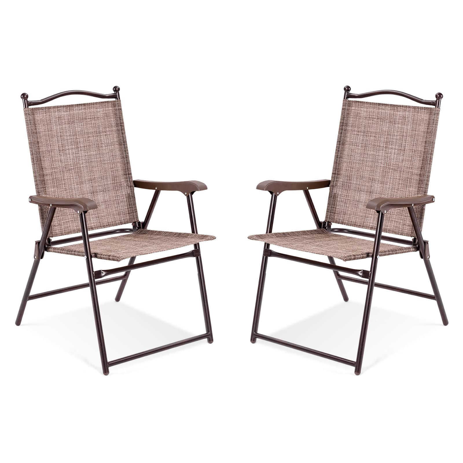 komfotteu-gartenstuhl-2er-set-braun-klappbar-bis-140-kg-campingstuhl-mit-armlehn image 1