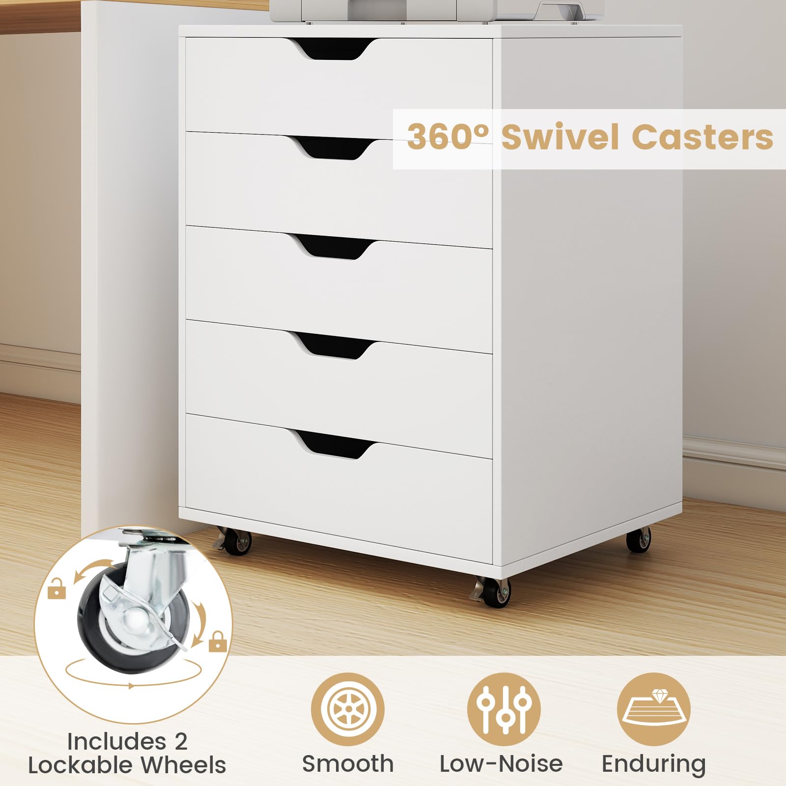 komfotteu-rollcontainer-mit-5-schubladen-r-dern-mobiler-b-roschrank image 6