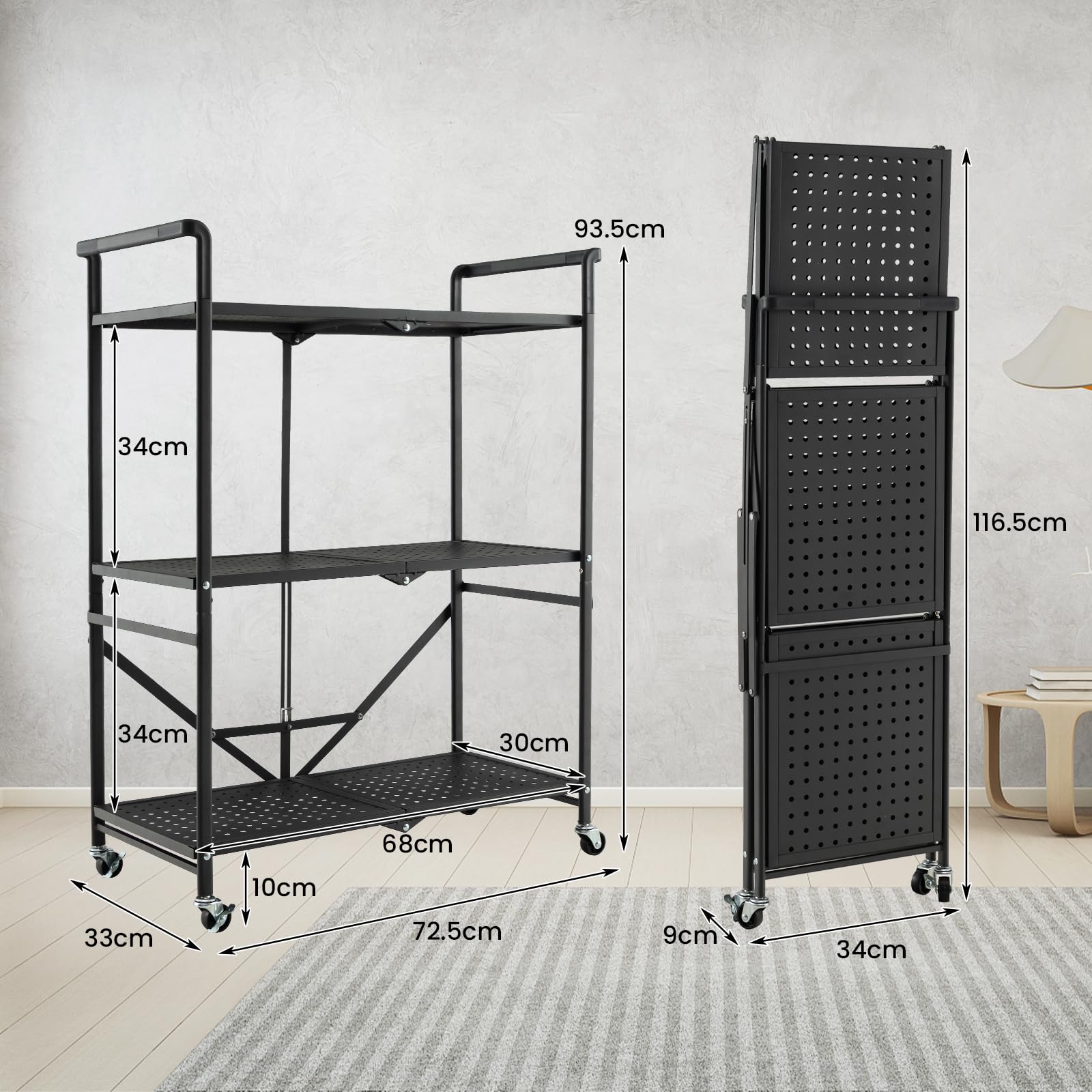 komfotteu-lagerregal-klappbar-73x33x94-cm-k-chenregal-auf-rollen-3-etagen-schwar image 3