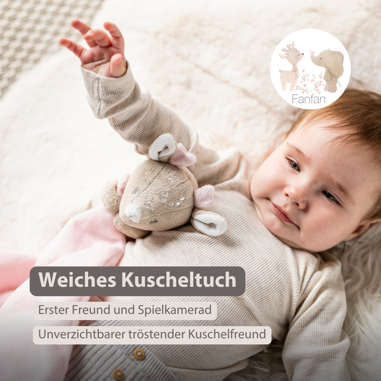 nattou-fanfan-kuscheldecke-mit-hirsch-27-x-27-cm-beige image 2