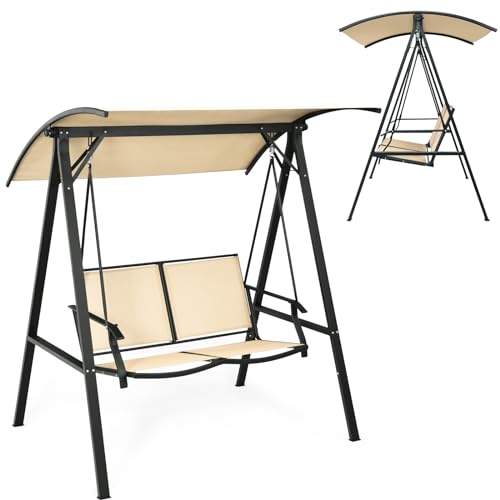 komfotteu-hollywoodschaukel-2-personen-152cm-mit-sonnendach-beige image 8
