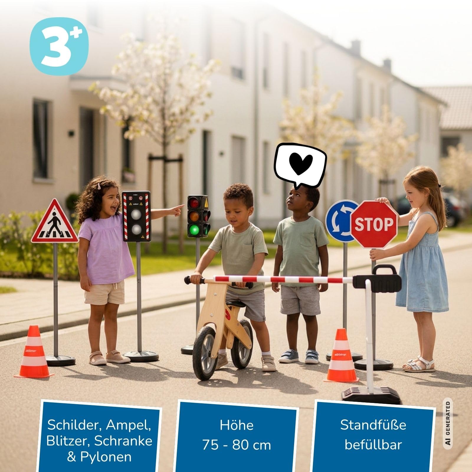 alldoro-xxl-verkehrsset-mit-10-schildern-ampel-schranke-blitzer-pylonen image 2