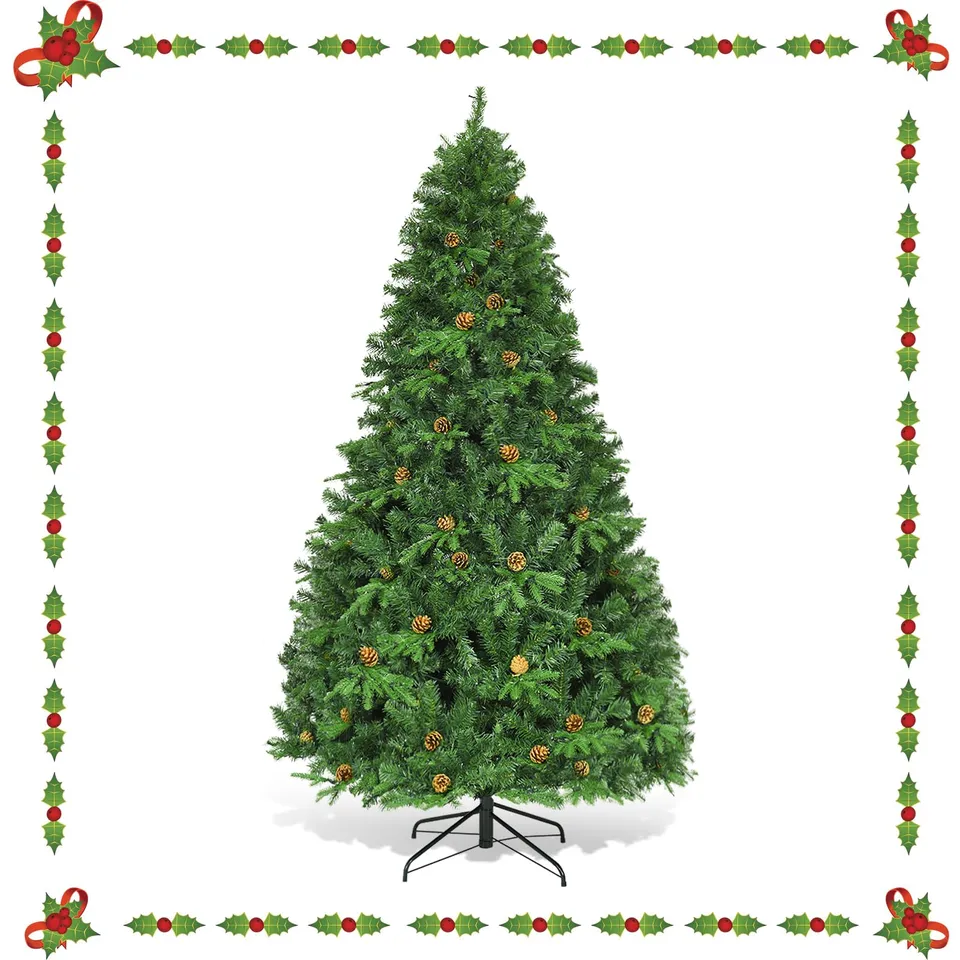 komfotteu-k-nstlicher-weihnachtsbaum-210-cm-mit-led-beleuchtung-und-tannenzapfen image 1