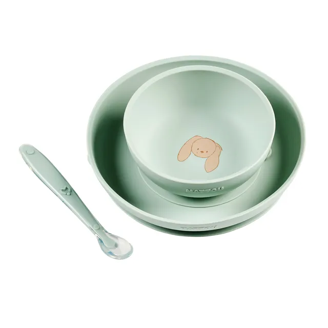 nattou-mealtime-silikon-geschirrset-3-teilig-teller-schale-und-l-ffel-mit-saugna image 1