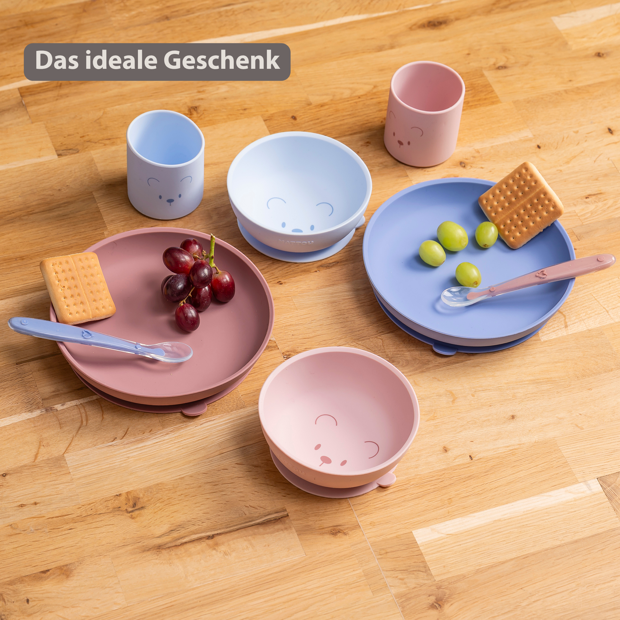 nattou-mealtime-b-r-geschirrset-silikon-4-teilig-rosa image 7