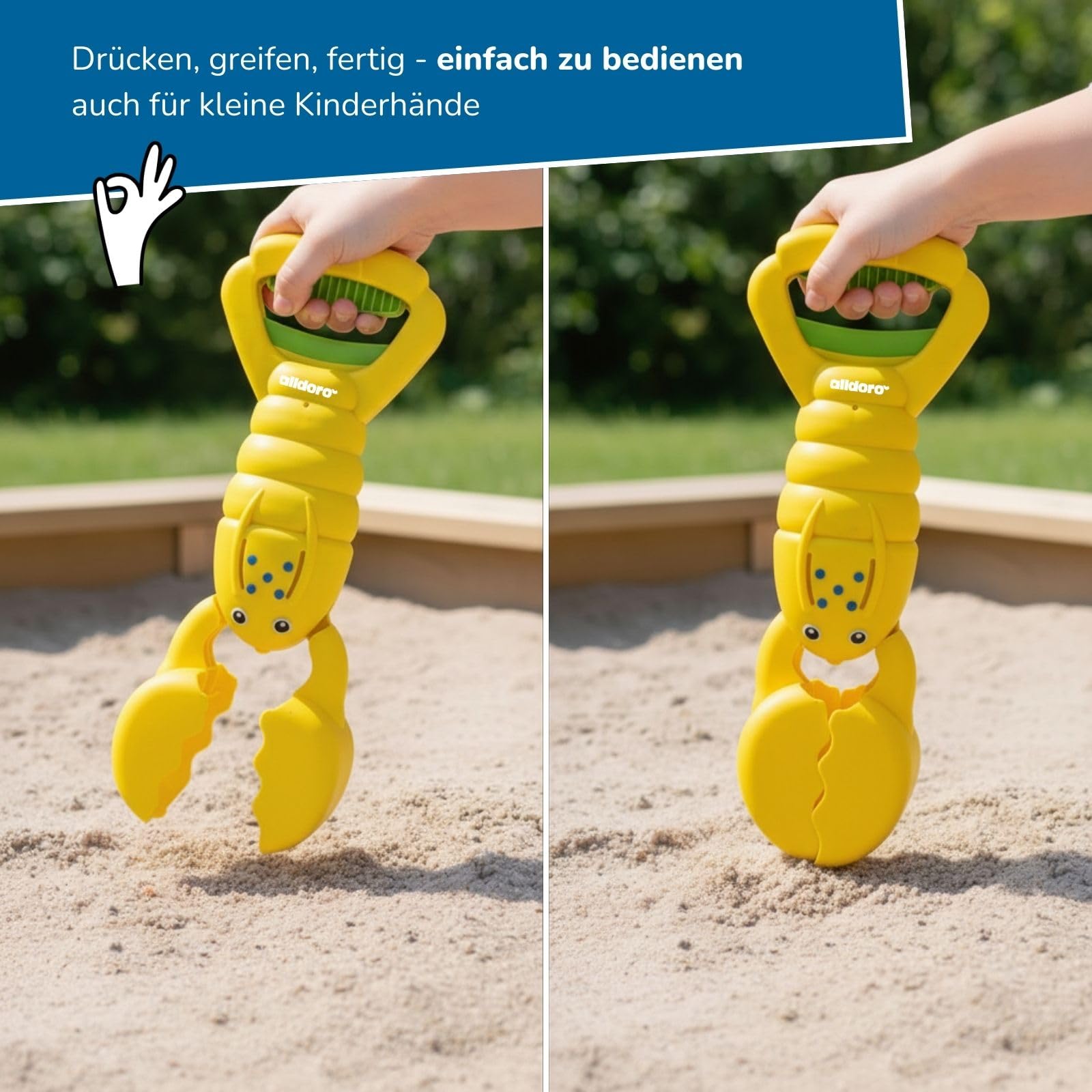 alldoro-sandgreifer-hummer-gelb-34-cm-sandkasten-krabbe-schaufel image 6