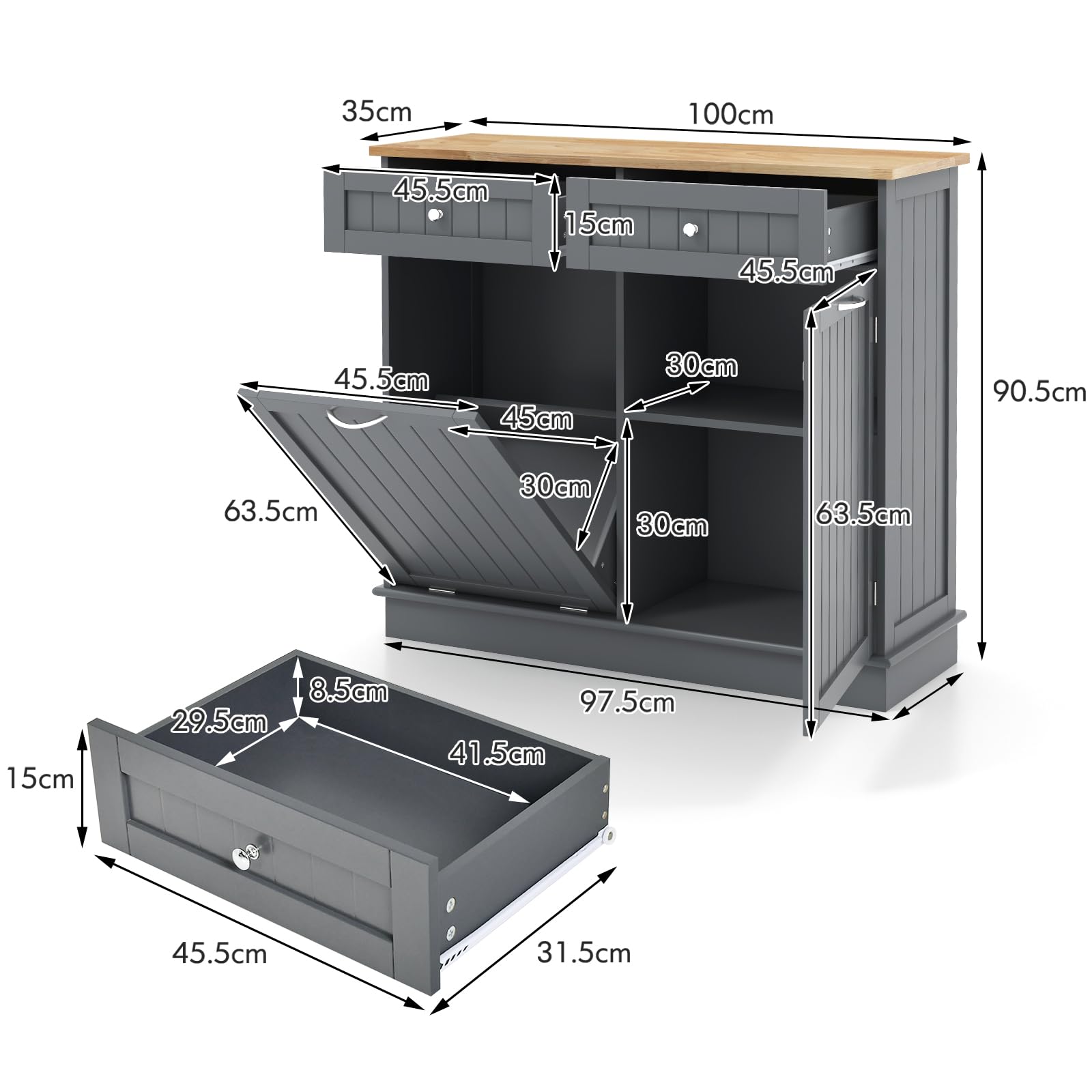komfotteu-k-chenschrank-mit-abfallschrank-und-auszieht-r-grau-100x35x90-5-cm image 3