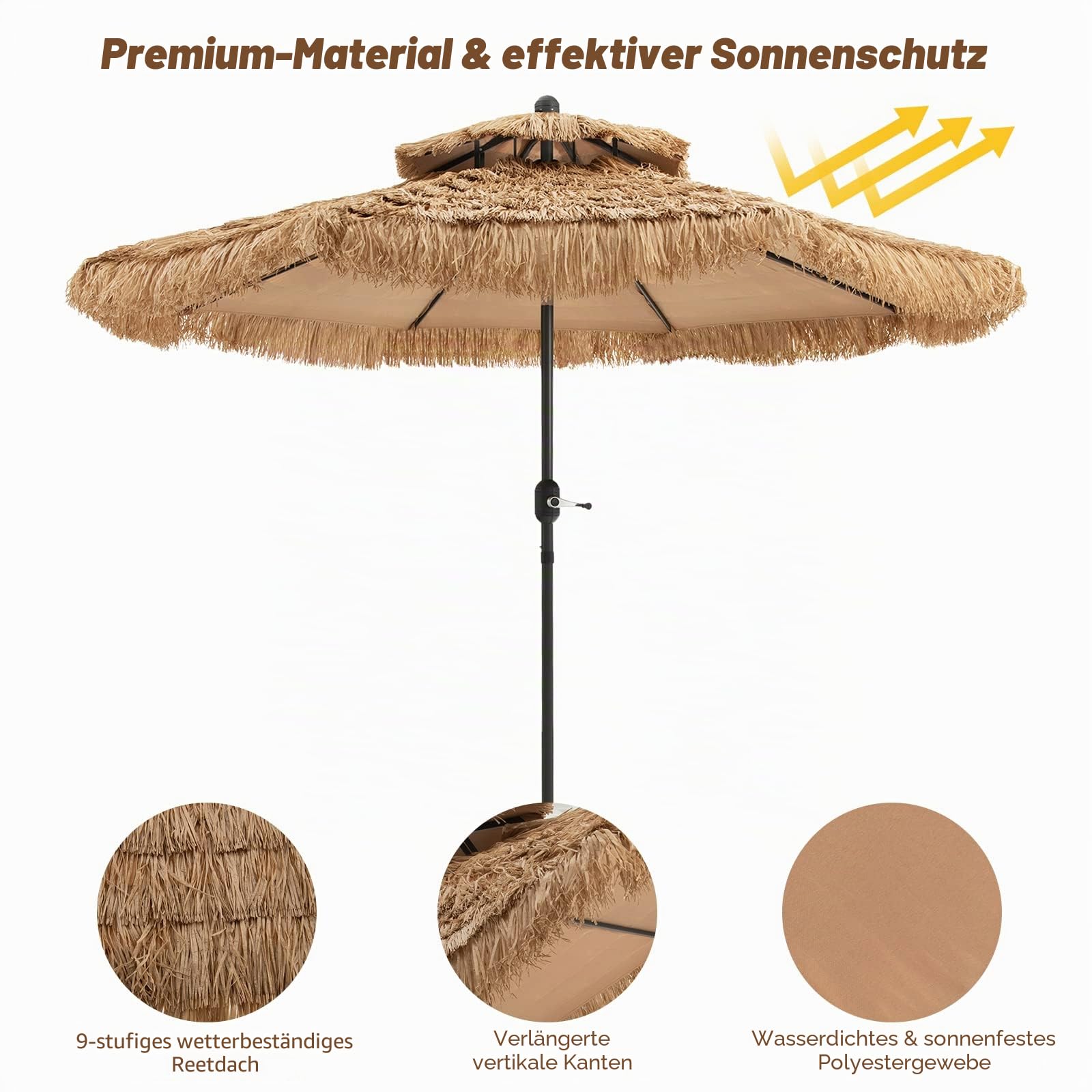 komfotteu-hawaii-sonnenschirm-2-7-m-strohschirm-bast-knickbar-mit-doppeldach image 5