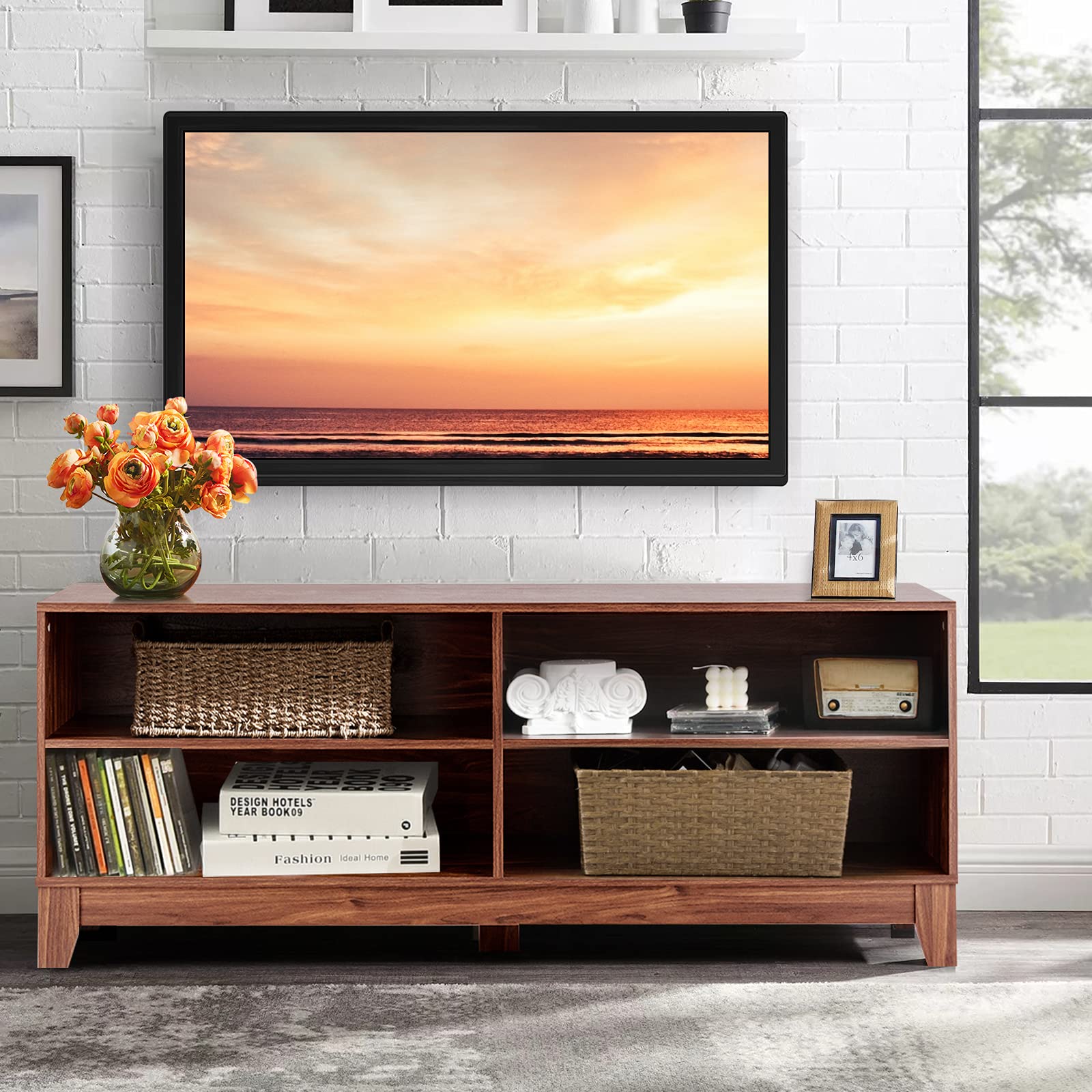 komfotteu-tv-lowboard-147x40-cm-braun-f-r-fernseher-bis-67-zoll image 2