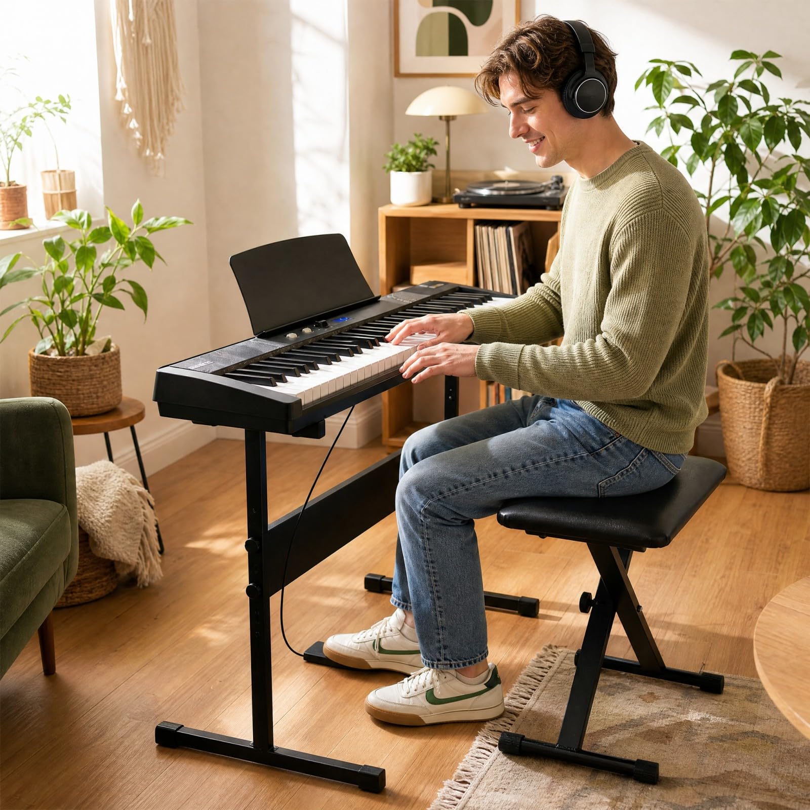 komfotteu-keyboard-piano-61-tasten-e-piano-mit-klavierst-nder-und-hocker image 2