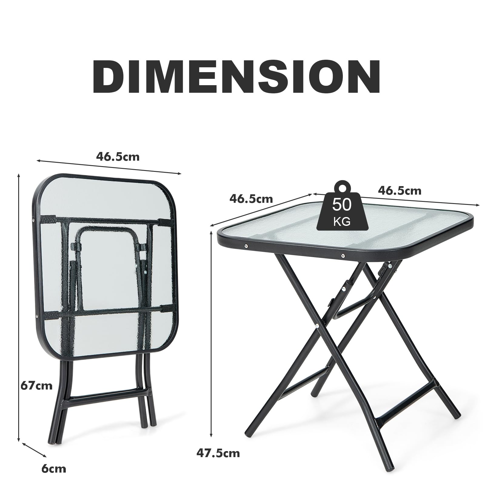 komfotteu-gartentisch-quadratisch-46-5-cm-bistrotisch-klappbar-mit-glasplatte image 3