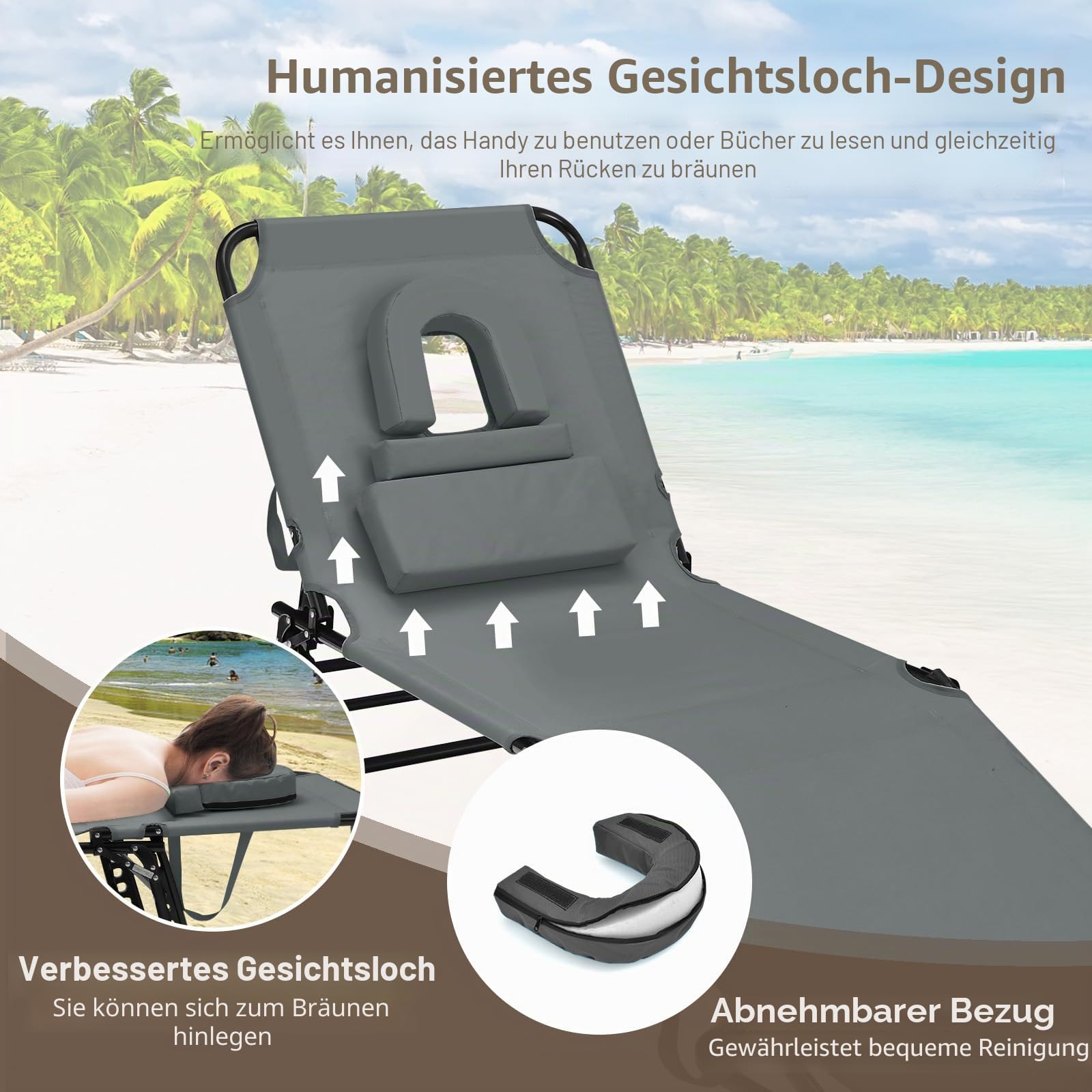 komfotteu-sonnenliege-klappbar-mit-4-stufiger-r-ckenlehne-und-gesichtsloch-grau image 4