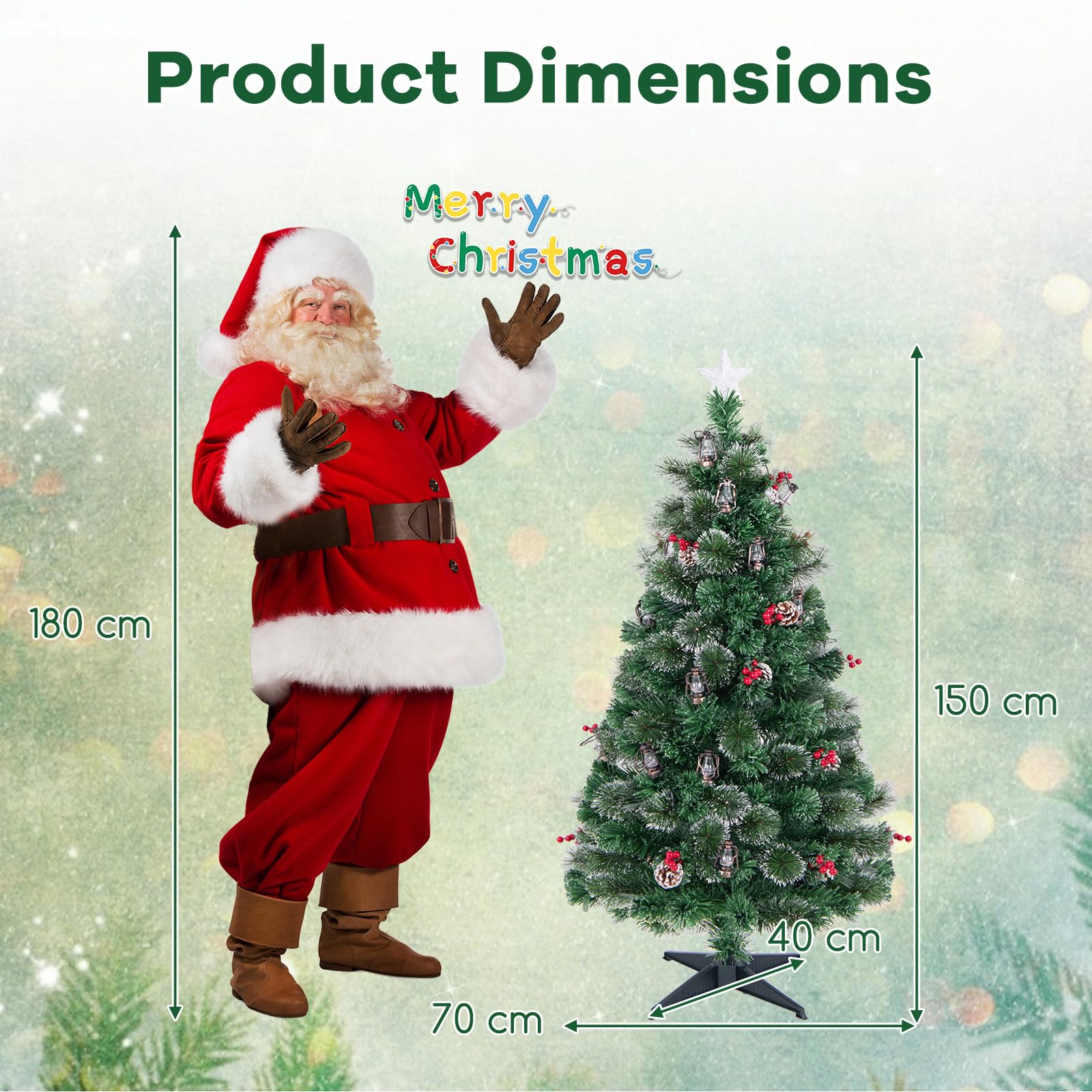 komfotteu-k-nstlicher-weihnachtsbaum-mit-led-lichtern-150-cm-tannenbaum-mit-beer image 6