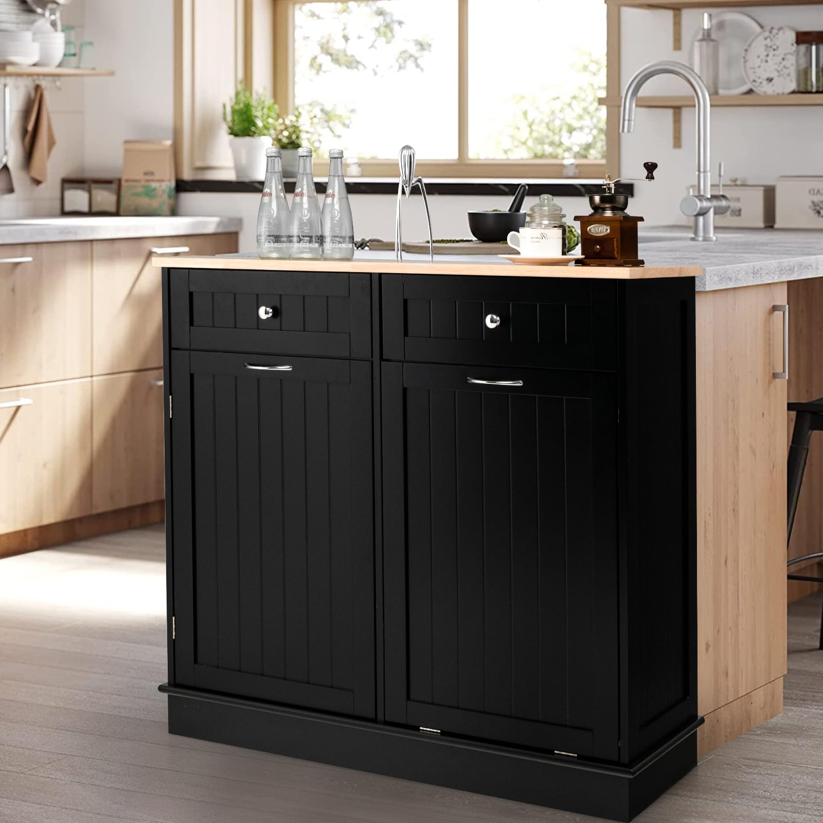 komfotteu-k-chenschrank-mit-m-lltonnenhalter-42-l-schwarz-100-x-35-x-90-5-cm image 2