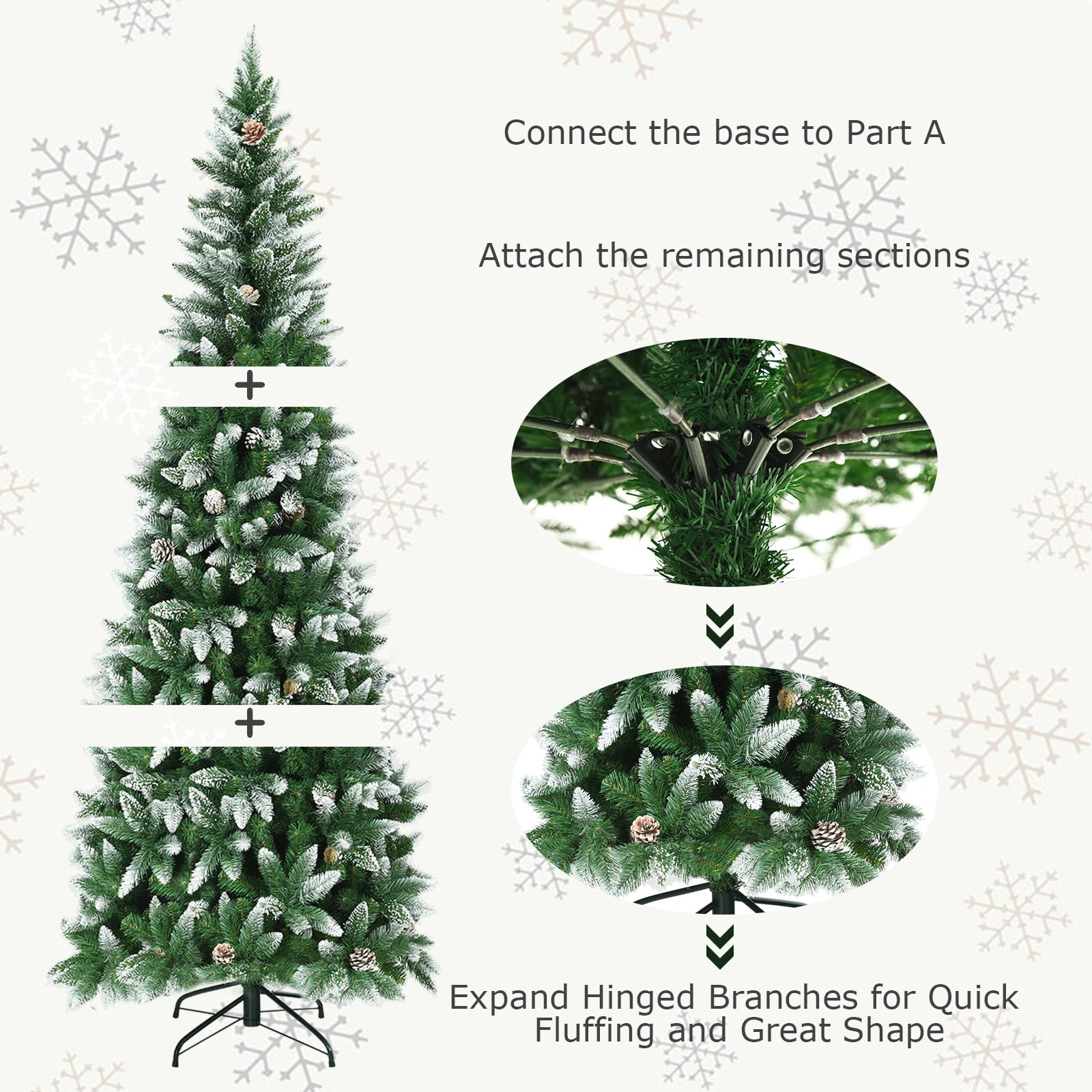 komfotteu-k-nstlicher-weihnachtsbaum-220-cm-mit-schnee-gr-n image 5