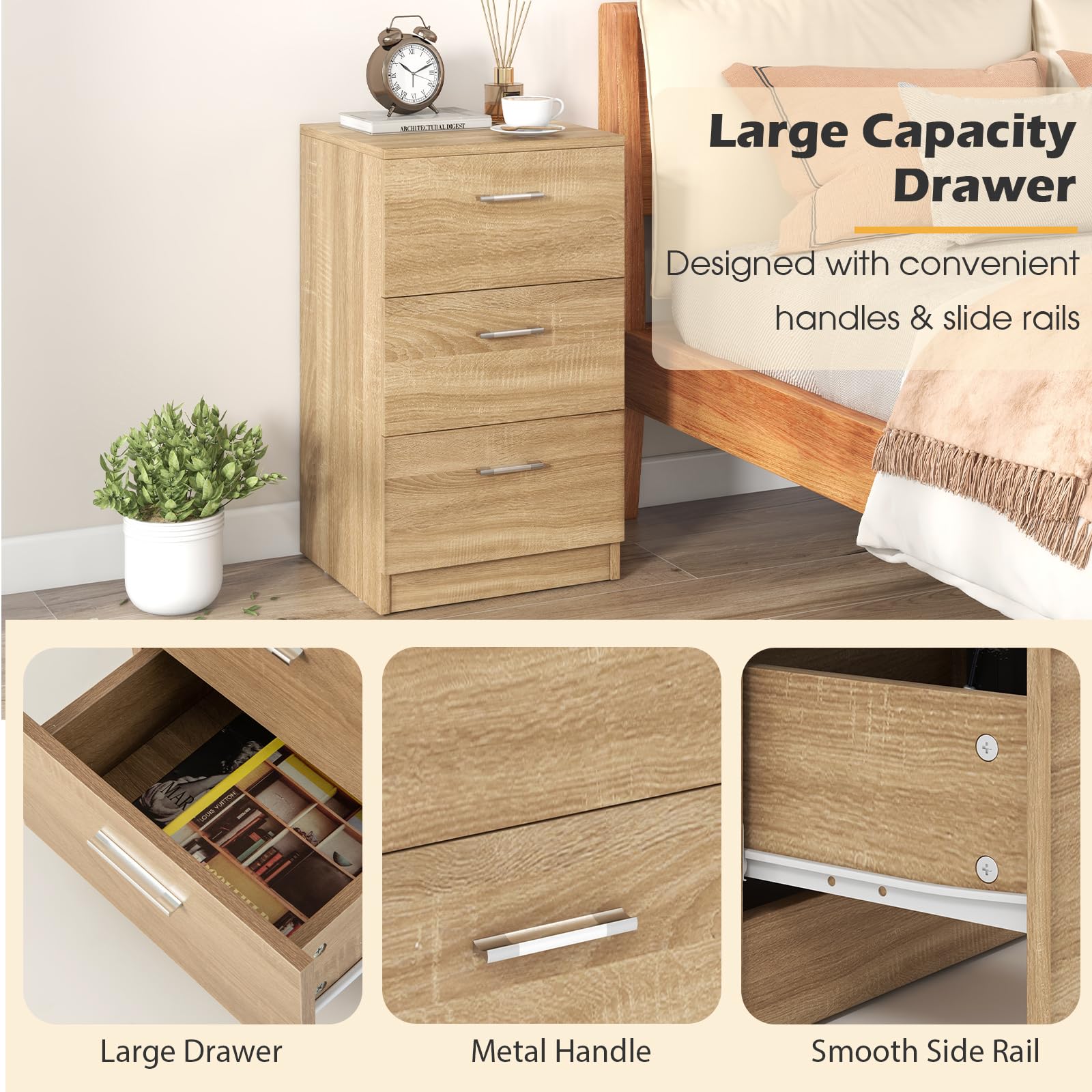 komfotteu-nachttisch-holz-mit-3-schubladen-38x35x66cm image 4