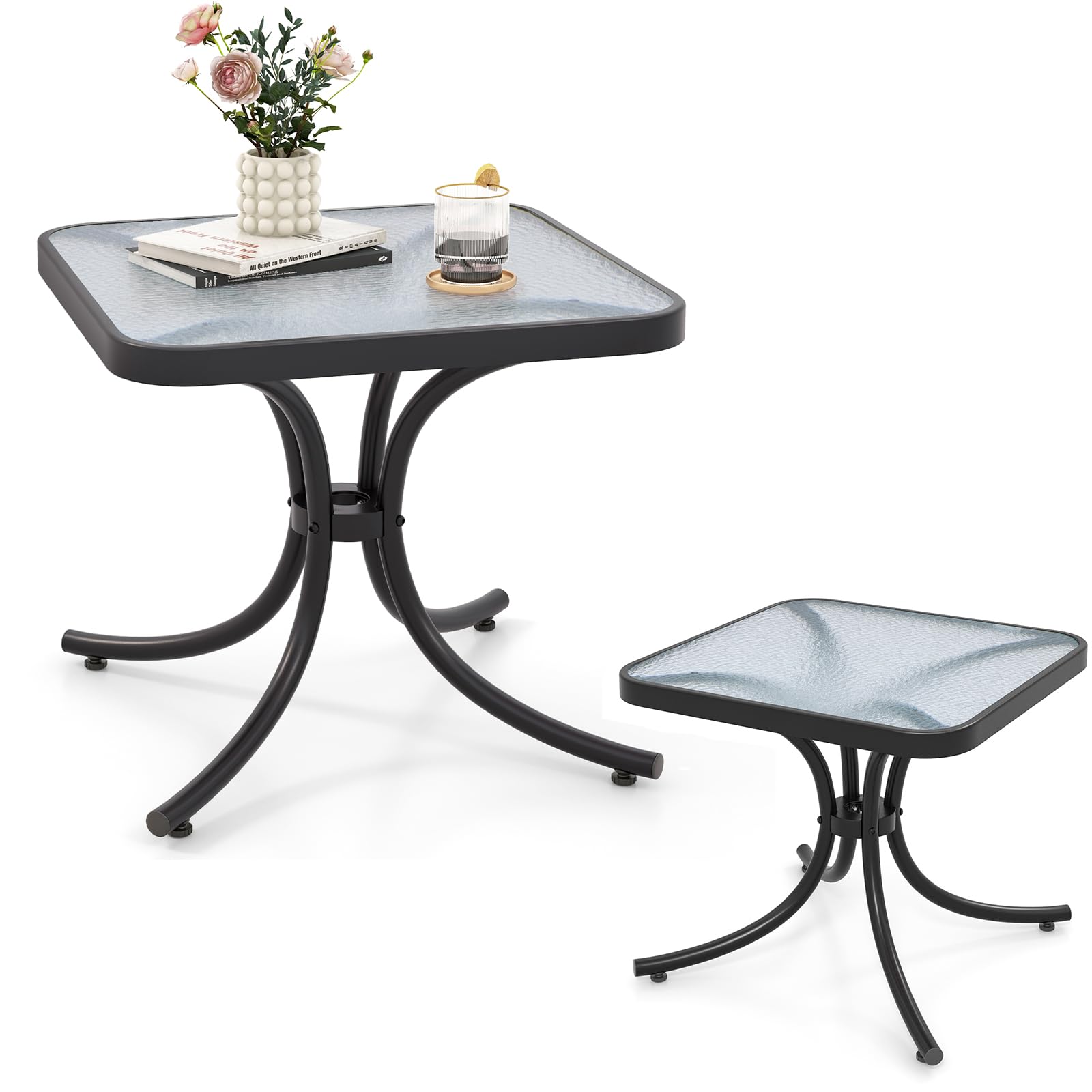 komfotteu-gartentisch-beistelltisch-glas-50x50x45-cm-metall-wetterfest image 1