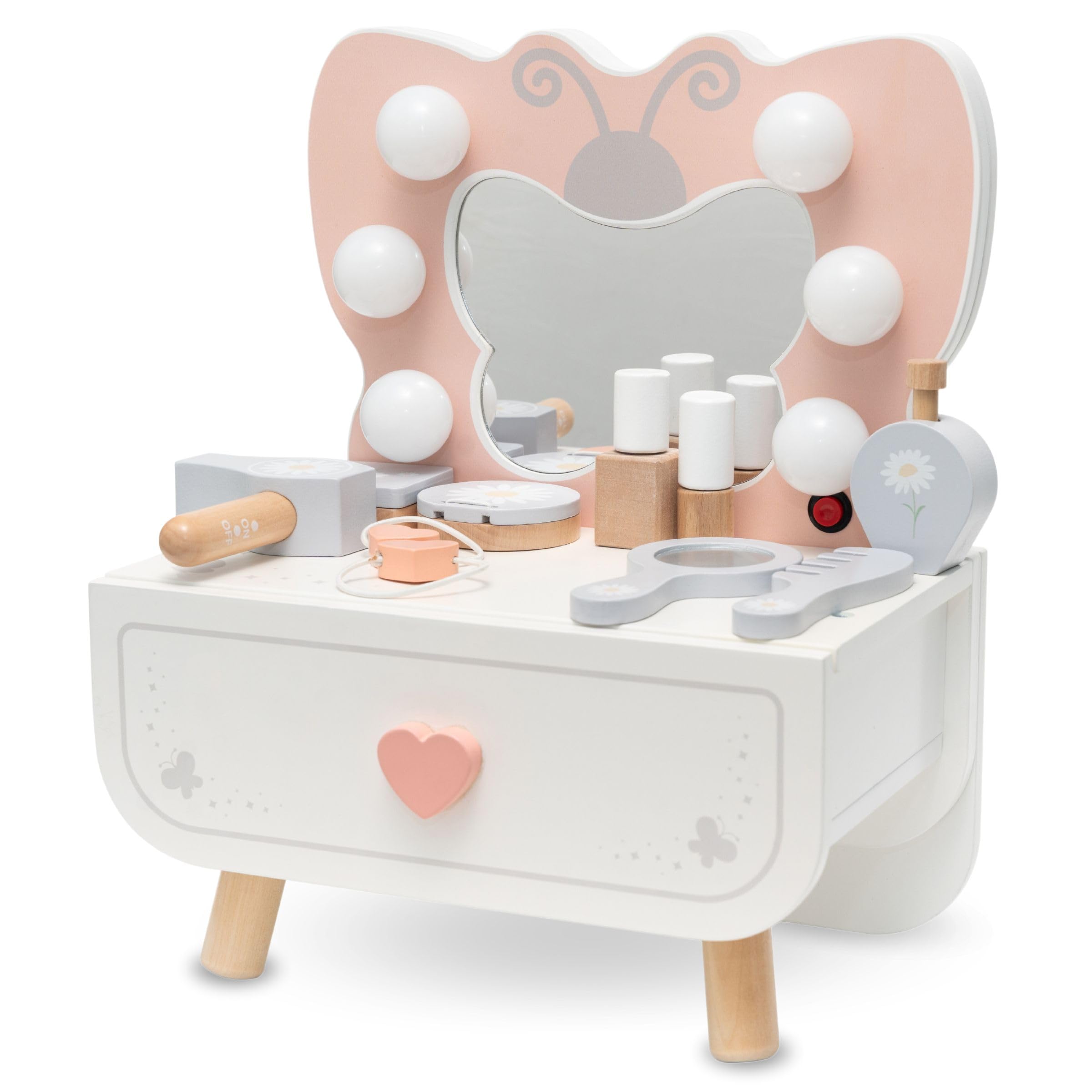 mamabrum-holz-mini-schminktisch-f-r-kinder-3-mit-led-schmetterling-spiegel image 7