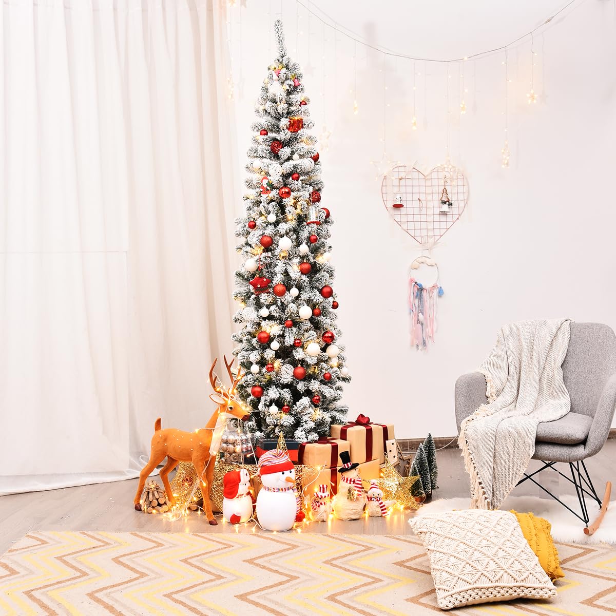 komfotteu-k-nstlicher-weihnachtsbaum-schneebedeckt-faltbar-227-cm image 2