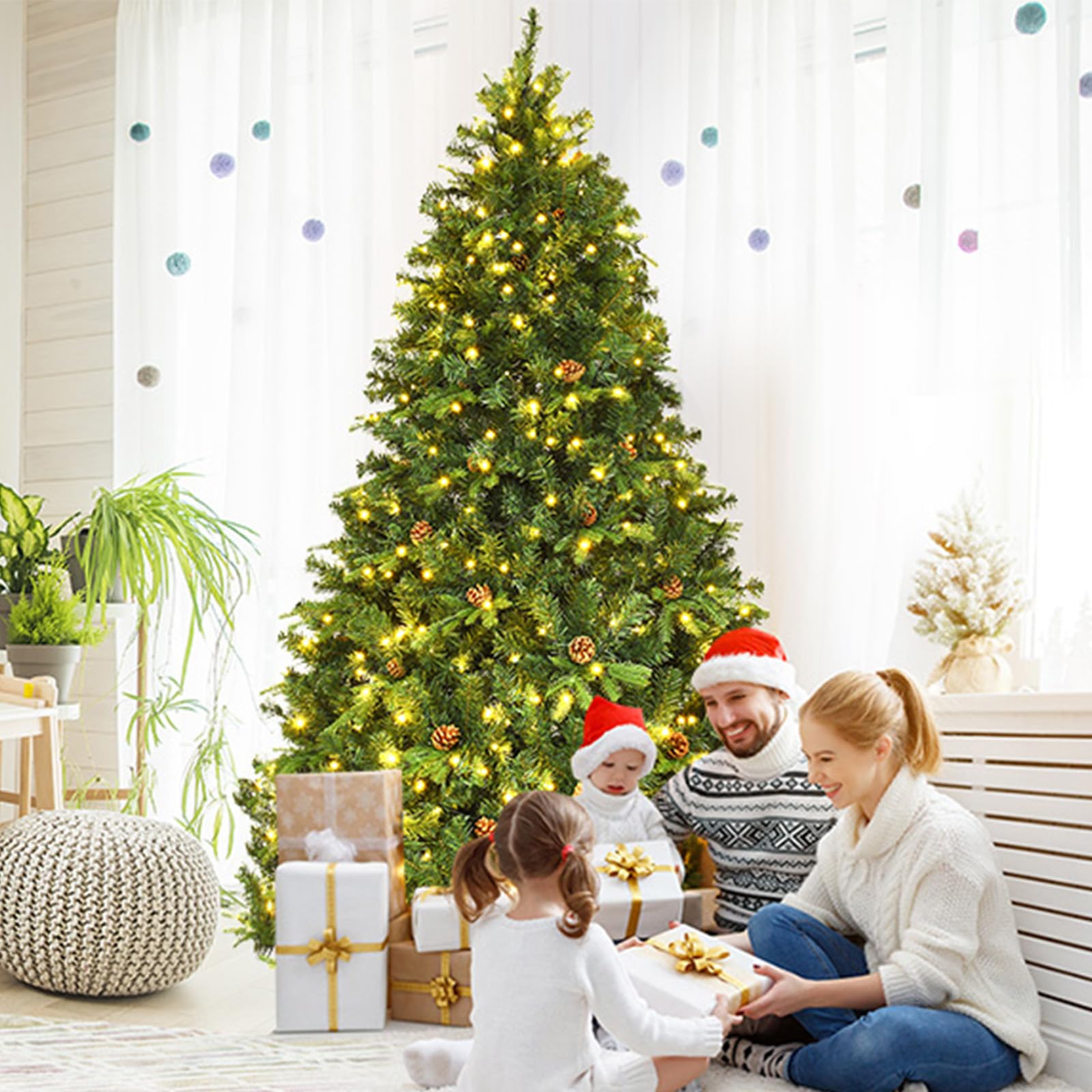 komfotteu-k-nstlicher-weihnachtsbaum-210-cm-mit-led-beleuchtung-und-tannenzapfen image 7