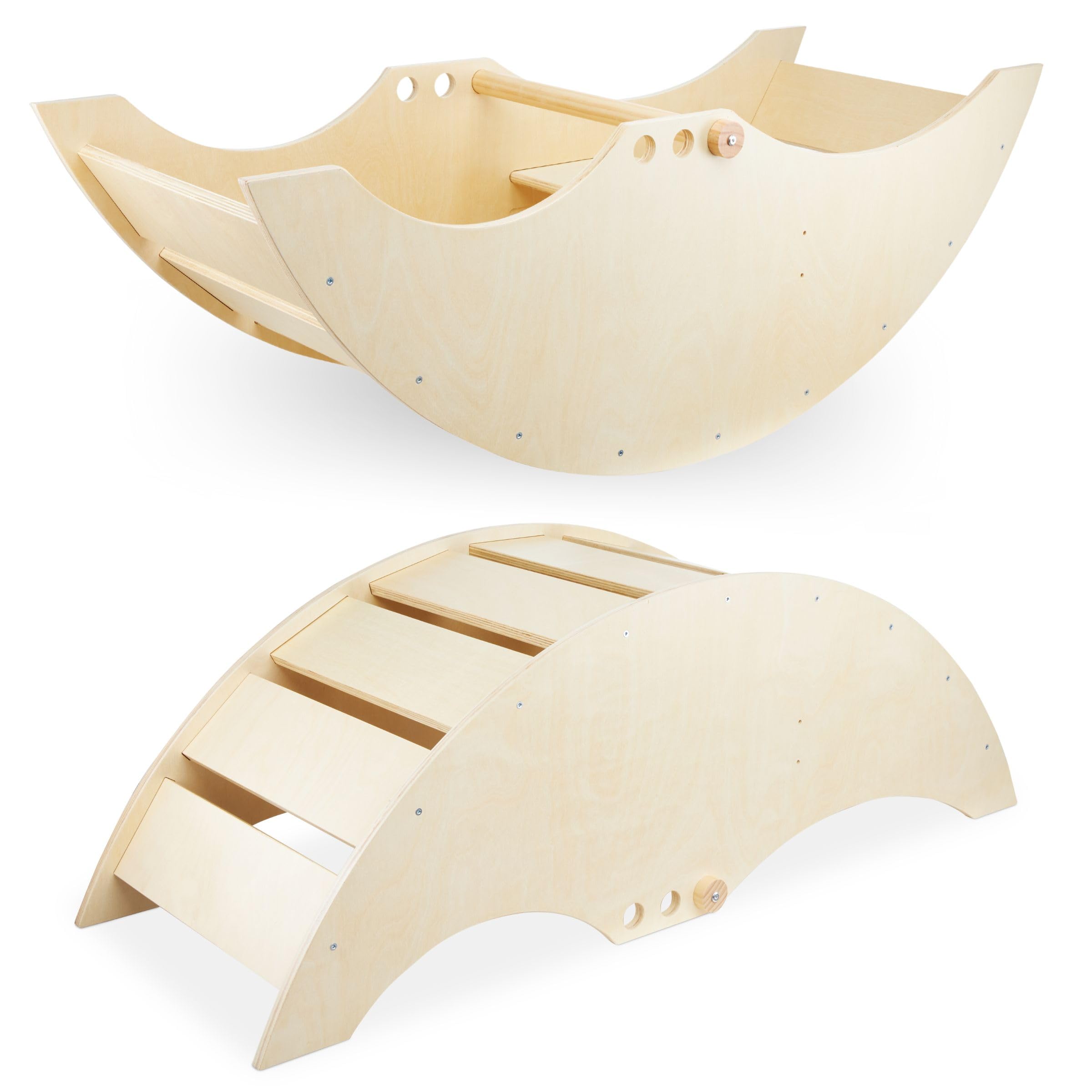mamabrum-bootsleiter-holzwippe-mit-sitzbank-117-cm-2-h-henstufen image 1