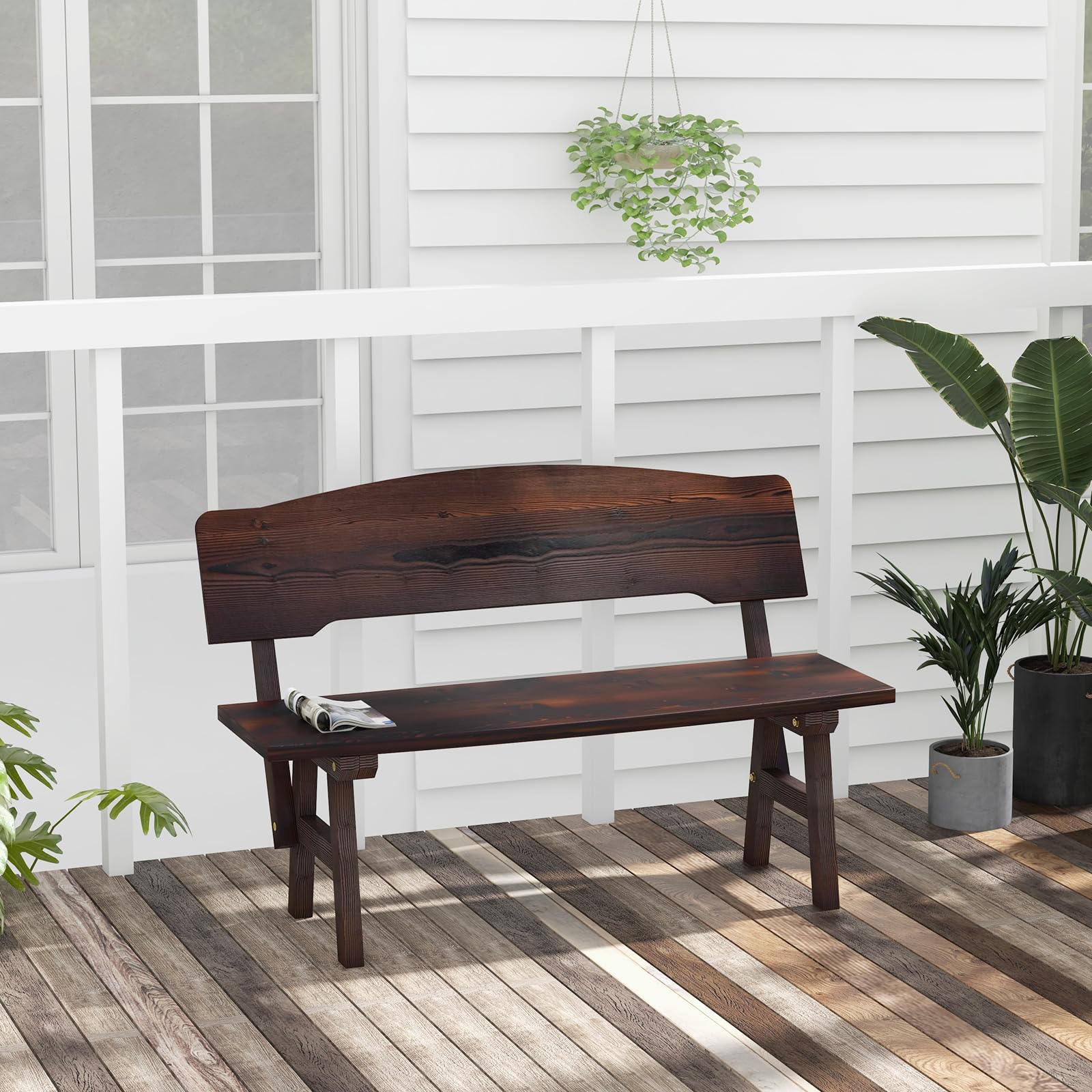 komfotteu-gartenbank-holz-wetterfest-parkbank-fichte-belastbar-bis-325-kg image 7