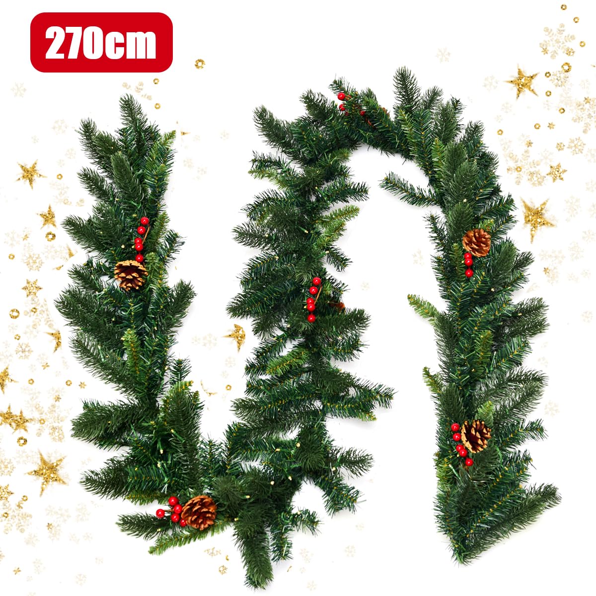 komfotteu-weihnachtsgirlande-270-cm-tannengirlande-mit-100-led image 7