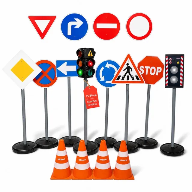 alldoro-xxl-verkehrsset-mit-10-schildern-ampel-blitzer-pylonen image 1