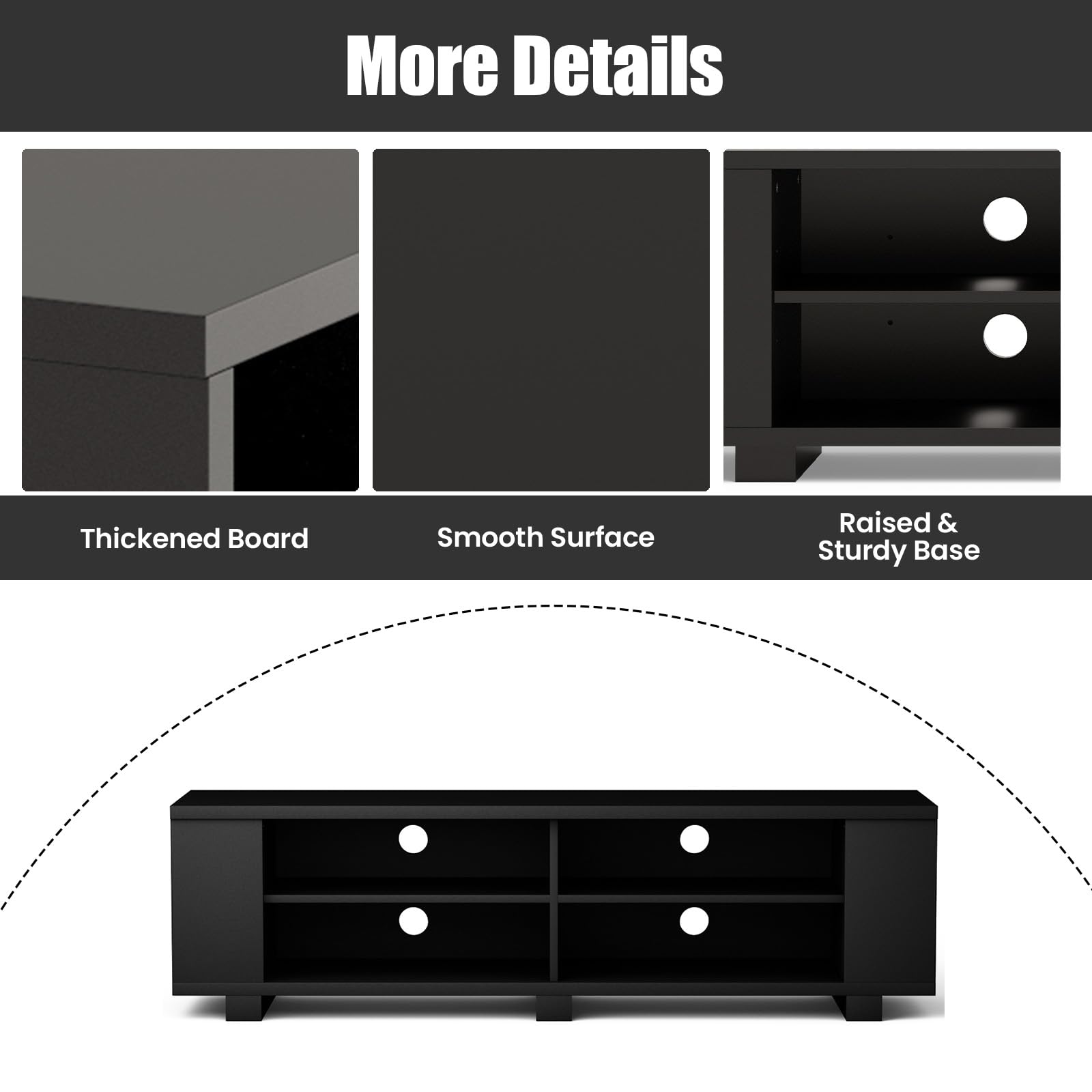komfotteu-tv-schrank-bis-65-zoll-lowboard-150x39x45-cm-schwarz-mit-4-f-chern image 4