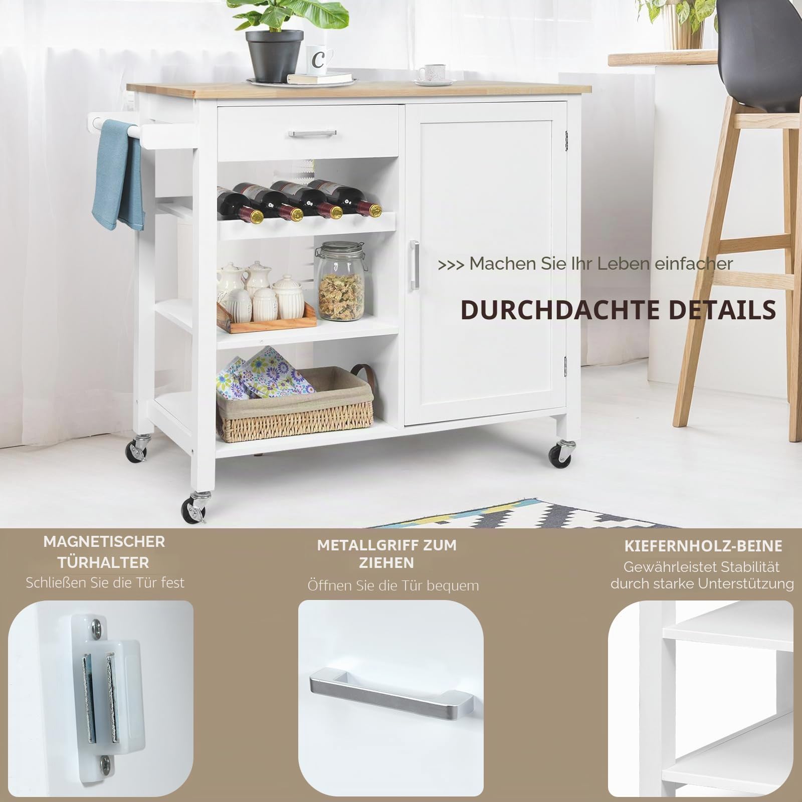 komfotteu-k-chenwagen-100x48x90cm-mit-arbeitsplatte-schublade-und-flaschenhalter image 5