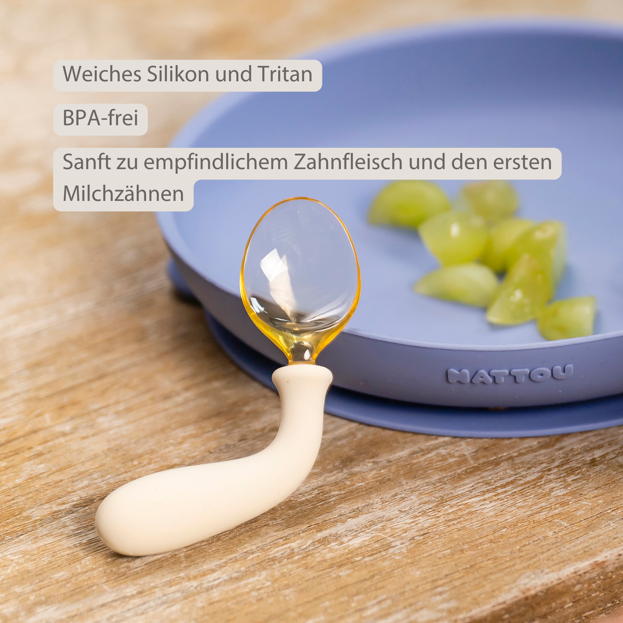 nattou-mealtime-babybesteck-silikon-12-cm-ecru image 3