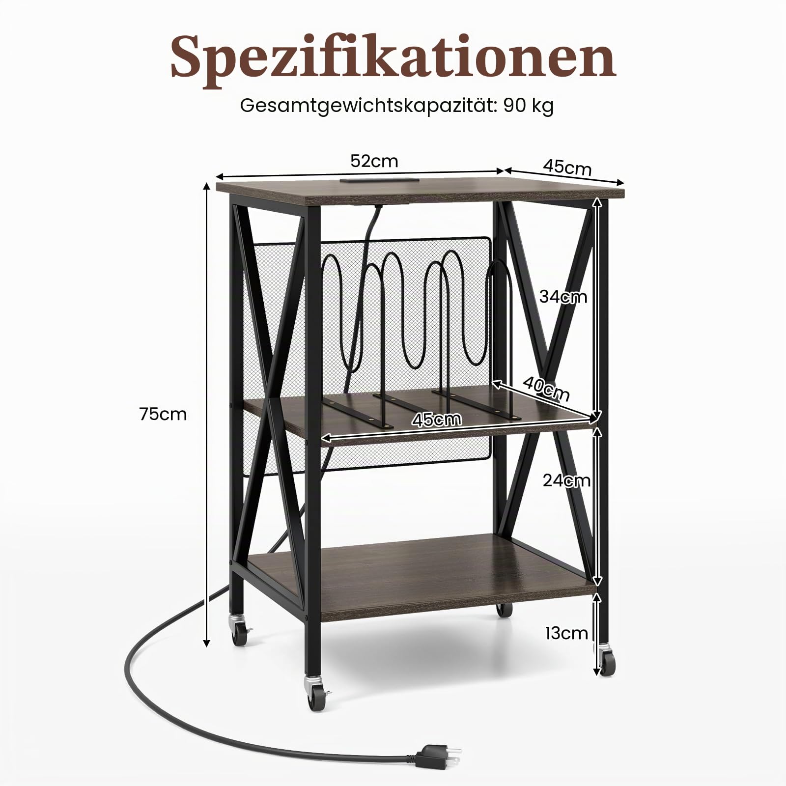 komfotteu-mobiler-aktenschrank-grau-mit-ladestation-und-rollen image 3
