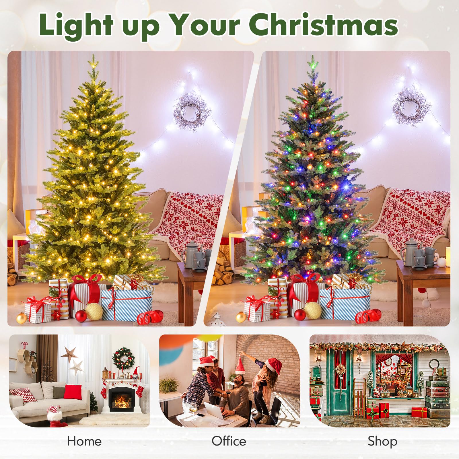 komfotteu-k-nstlicher-weihnachtsbaum-mit-lichtern-und-eisenbasis-aus-pvc image 6